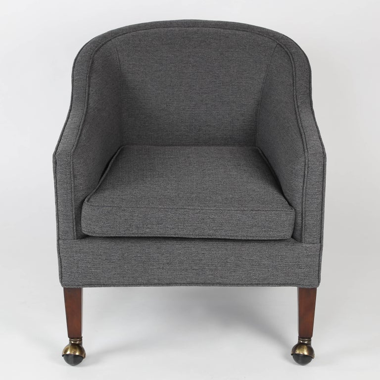 Dunbar-Style Barrel Chair on Casters, circa 1960s For Sale at 1stdibs