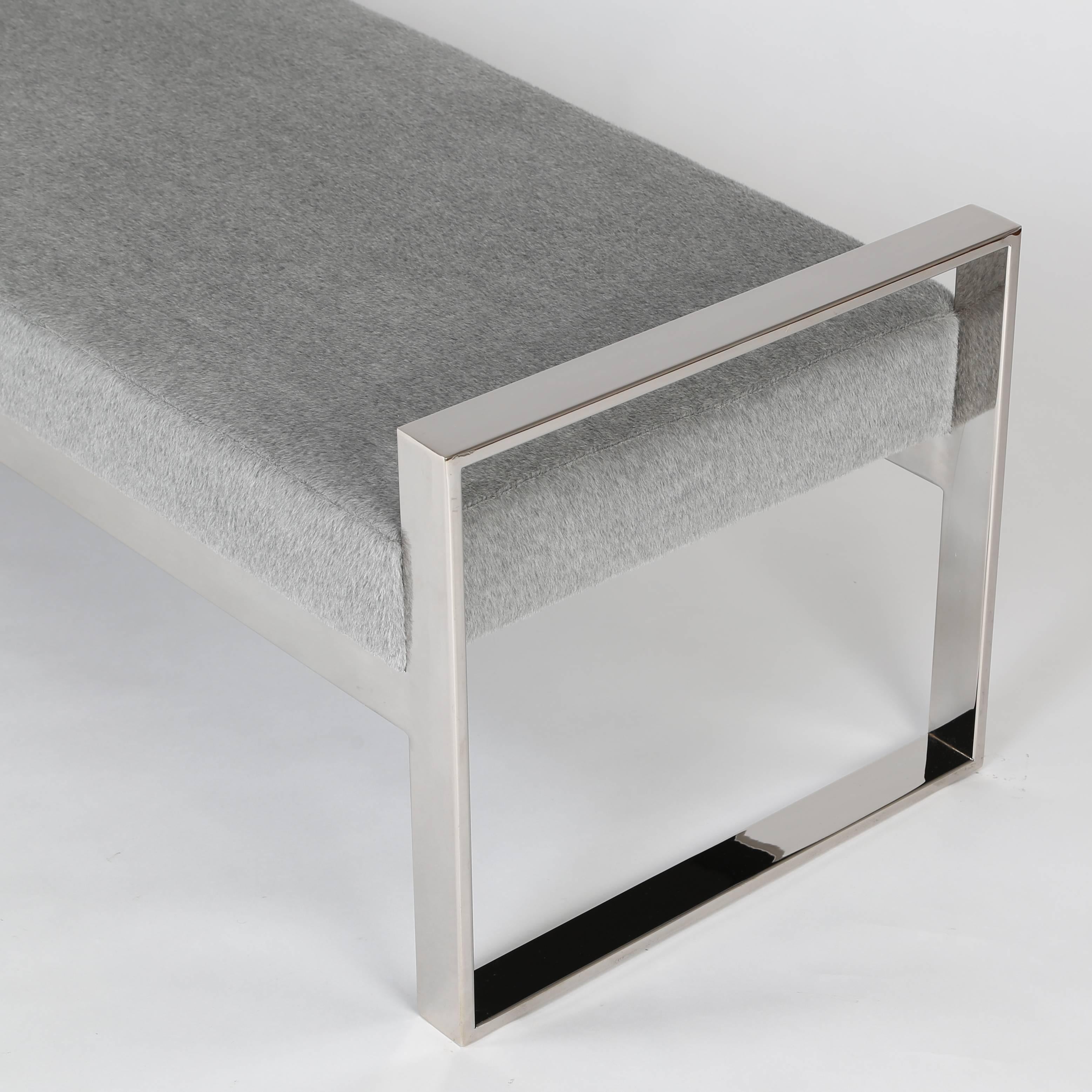 Late 20th Century Chrome-Frame Bench in the Style of Milo Baughman