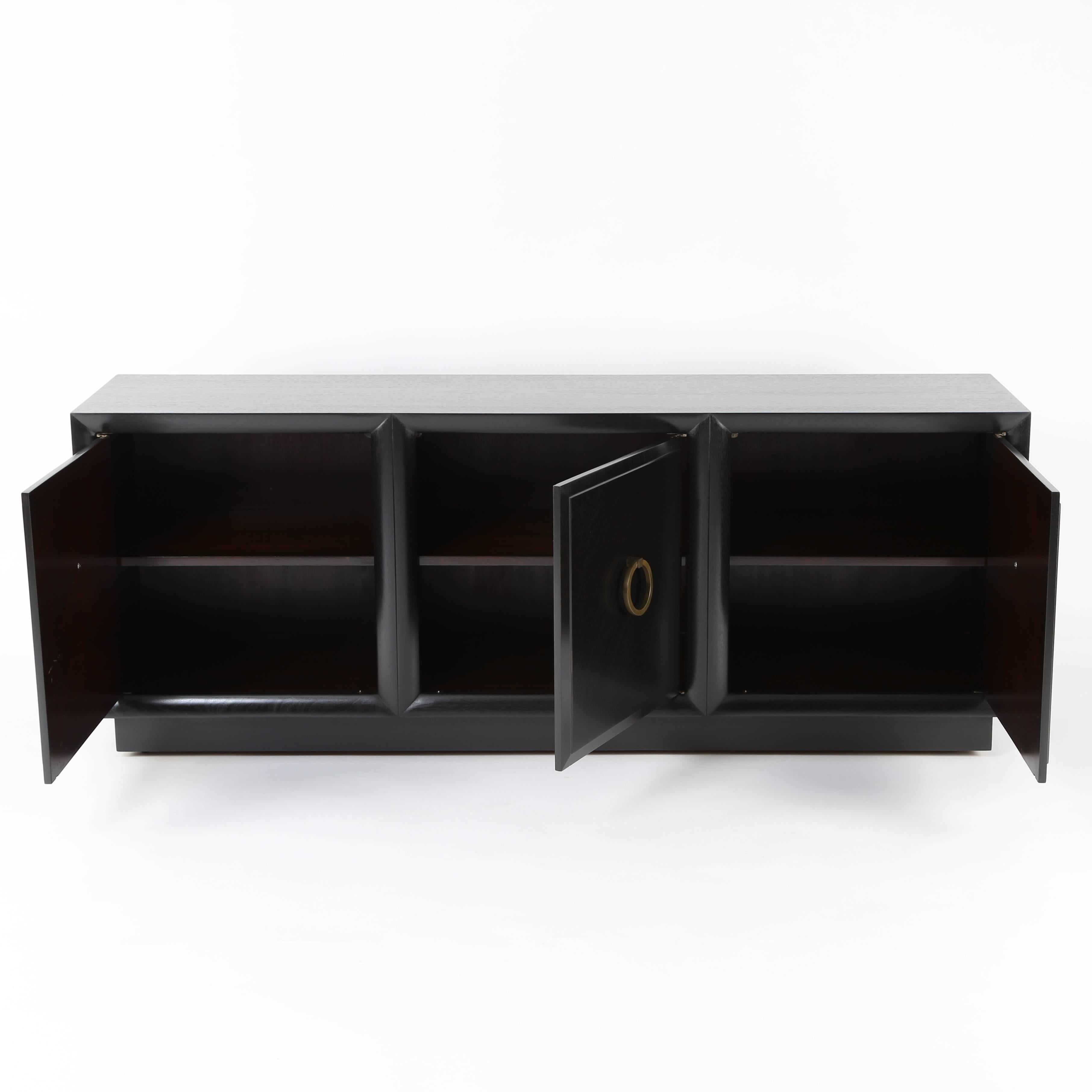 T.H. Robsjohn-Gibbings Ebonized Low Cabinet for Widdicomb, circa 1950s In Excellent Condition In Brooklyn, NY