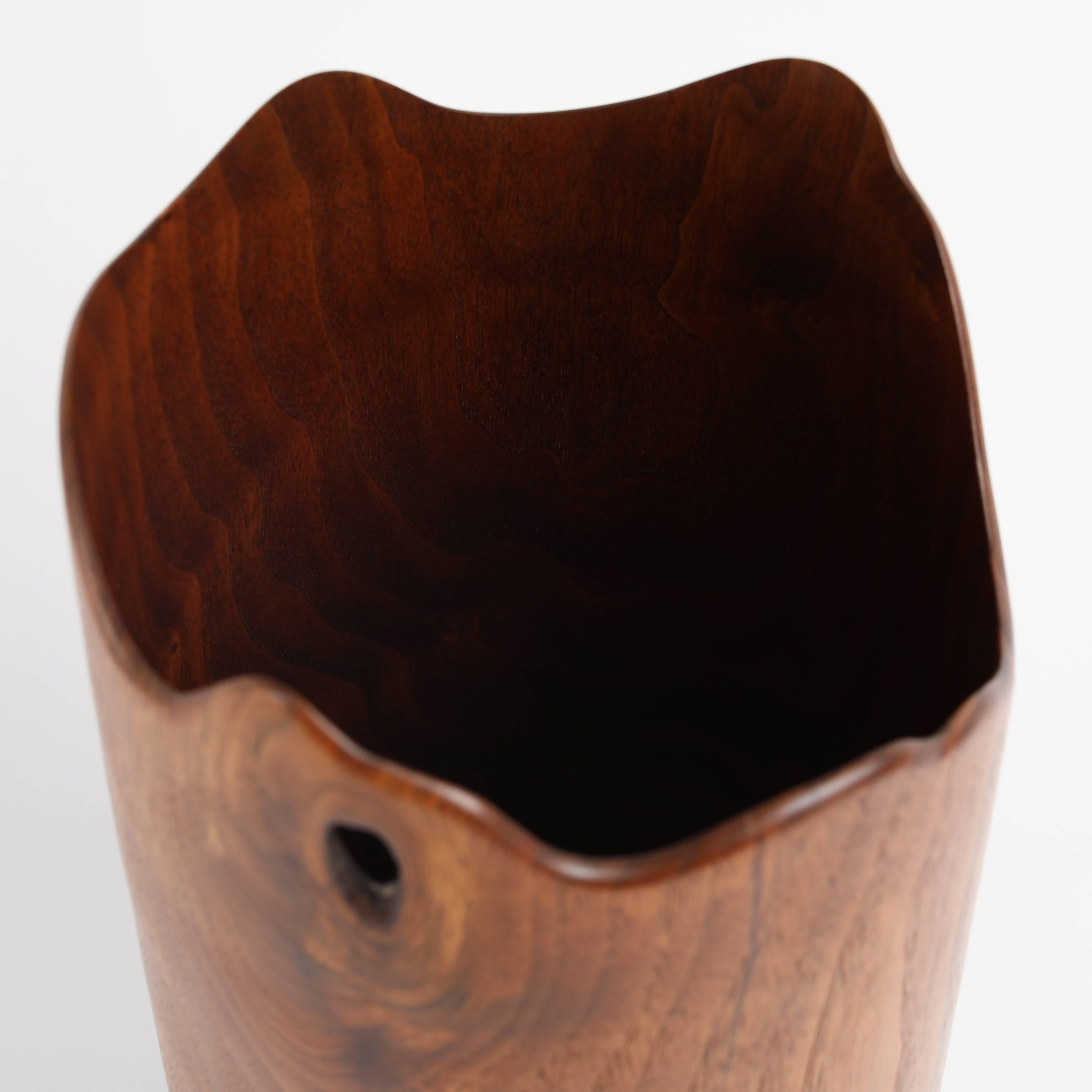 Turned Walnut Vase with Free-Form Top by Mike Kornblum 1