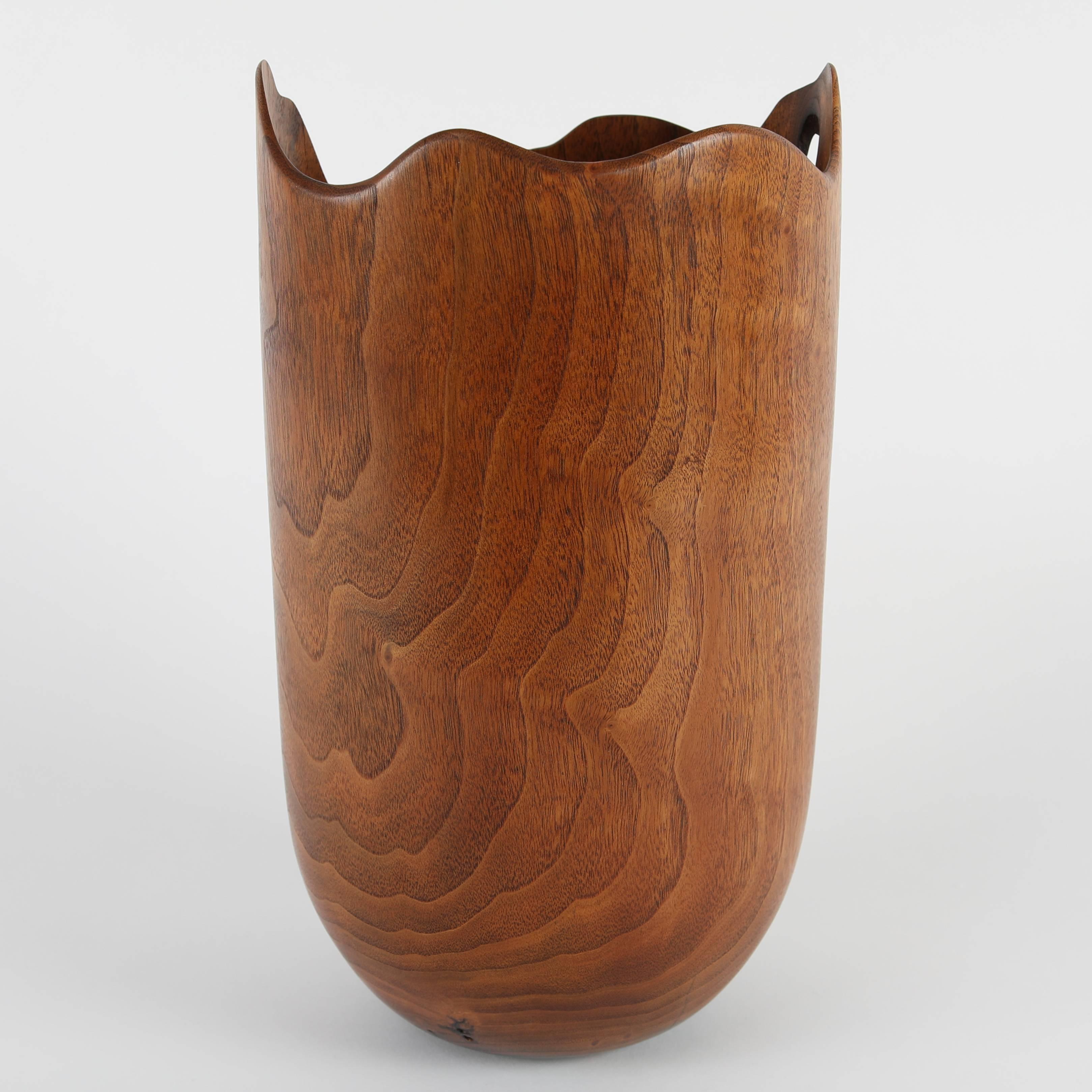 Turned Walnut Vase with Free-Form Top by Mike Kornblum In Excellent Condition In Brooklyn, NY