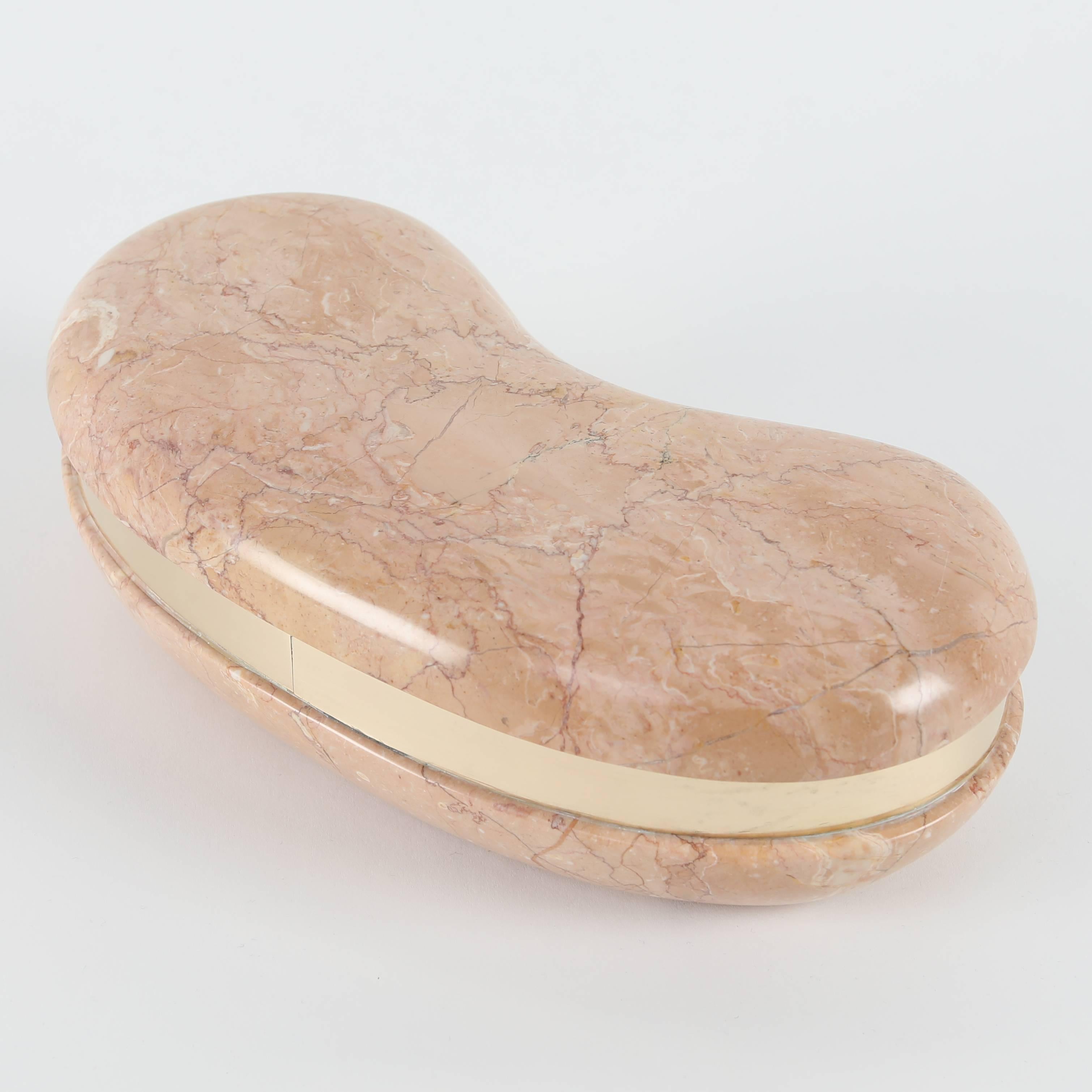 American Kidney-Shaped Marble Box by Dara International, circa 1983 For Sale