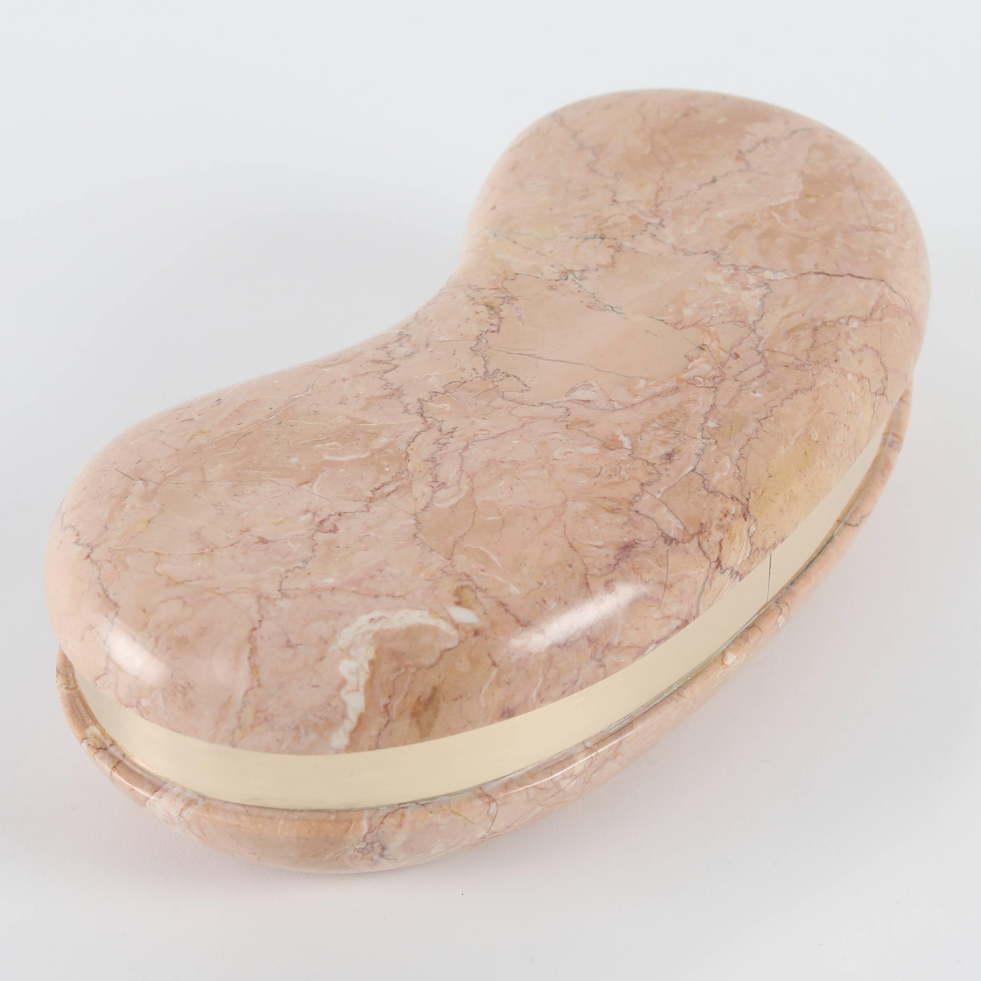 Polished Kidney-Shaped Marble Box by Dara International, circa 1983 For Sale
