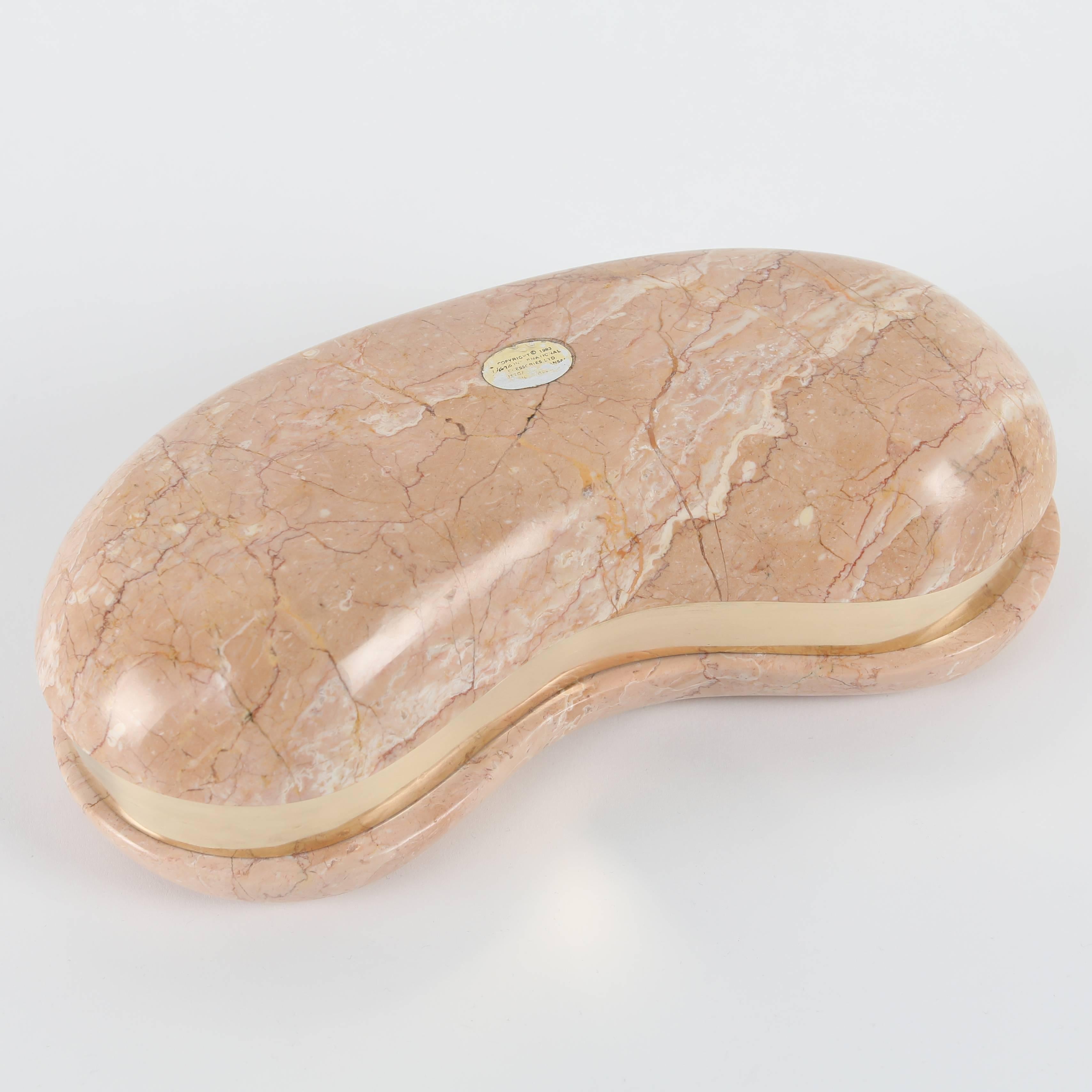 Kidney-Shaped Marble Box by Dara International, circa 1983 For Sale 1