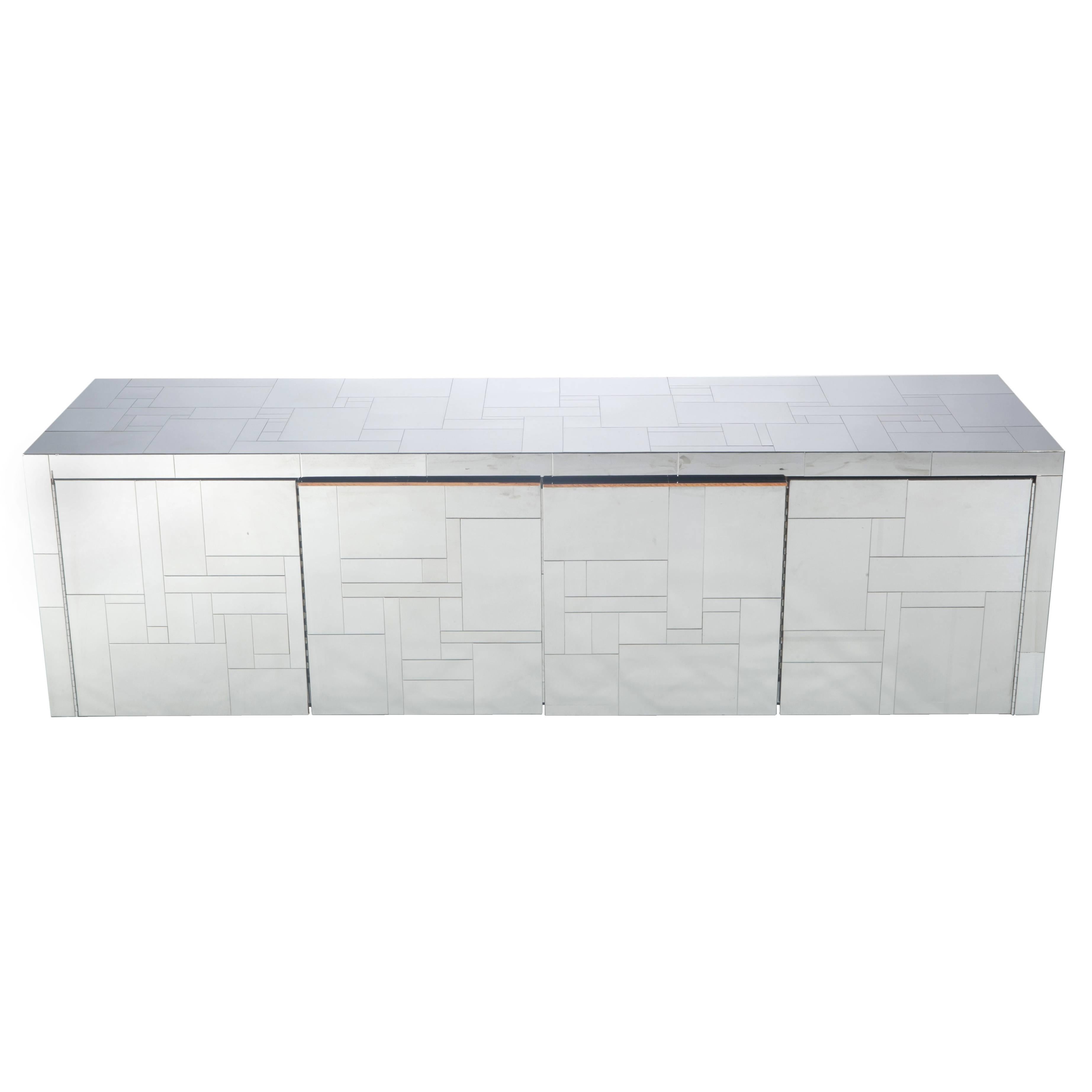 Wall-Mounted Paul Evans Chrome "Cityscape" Cabinet