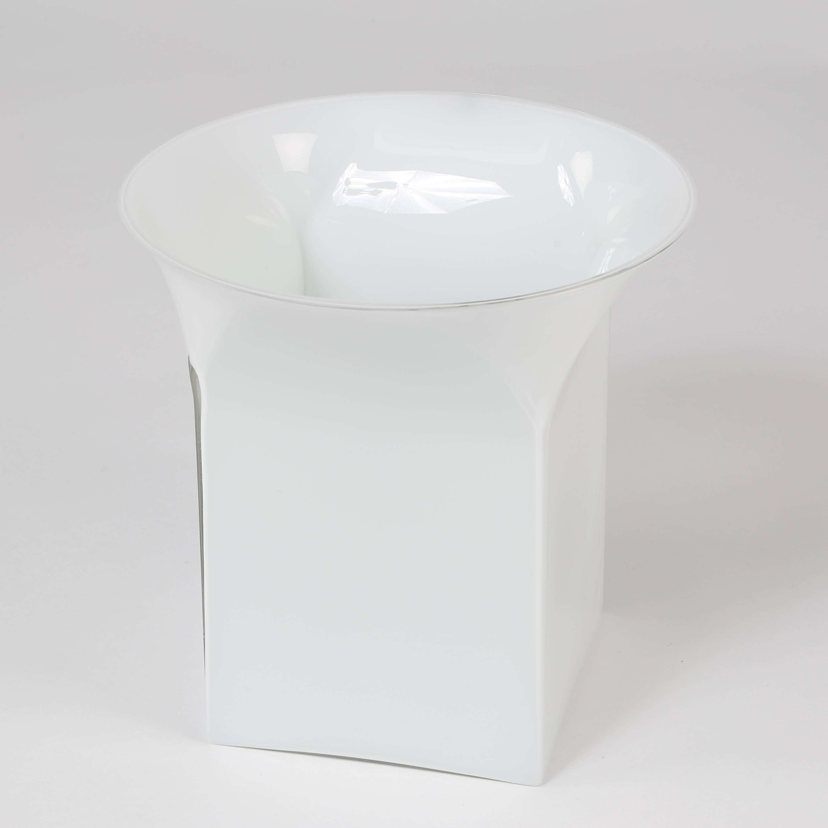 Italian Large 1970s Sergio Asti for Venini Clear over White Glass Vase