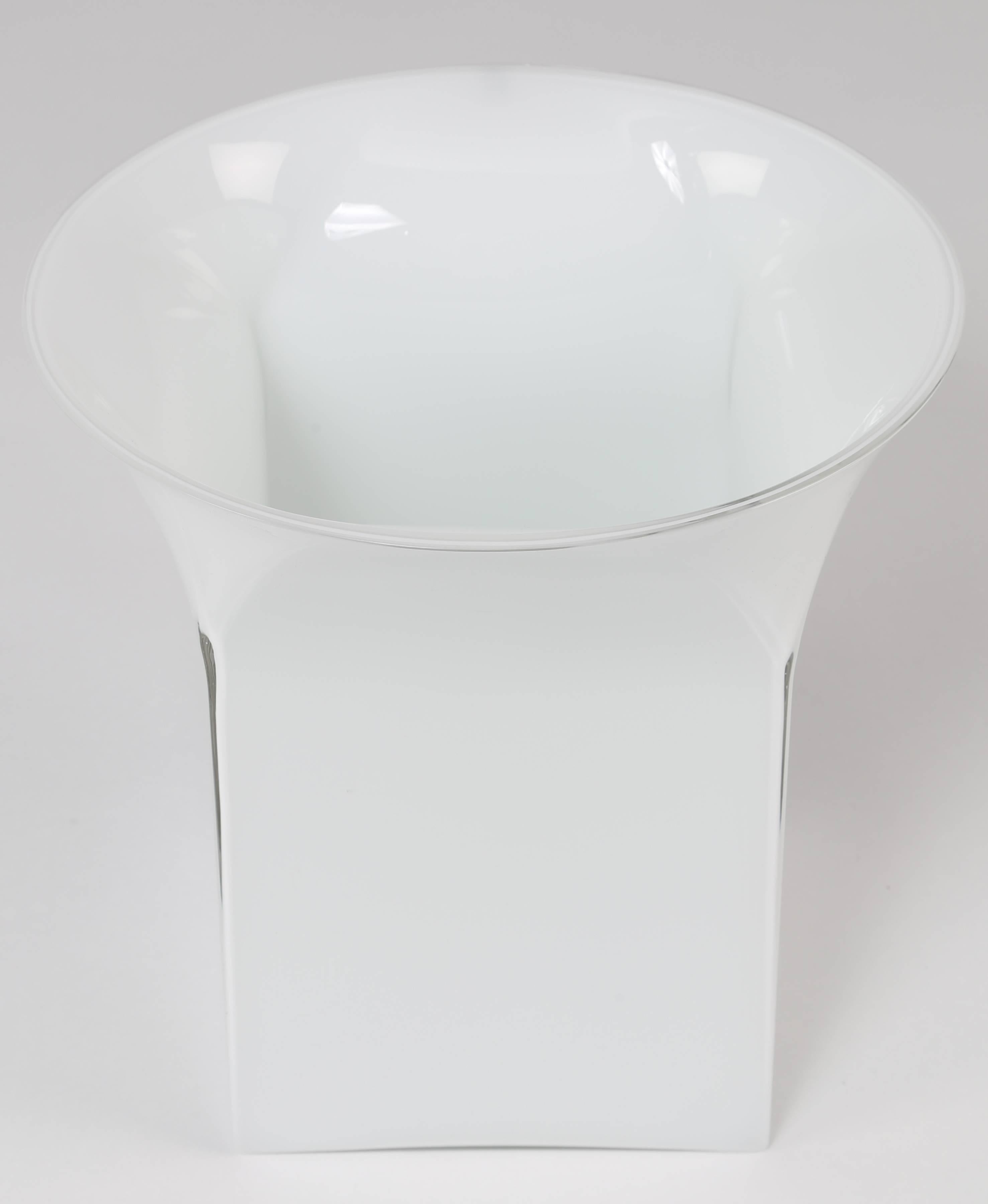 Late 20th Century Large 1970s Sergio Asti for Venini Clear over White Glass Vase