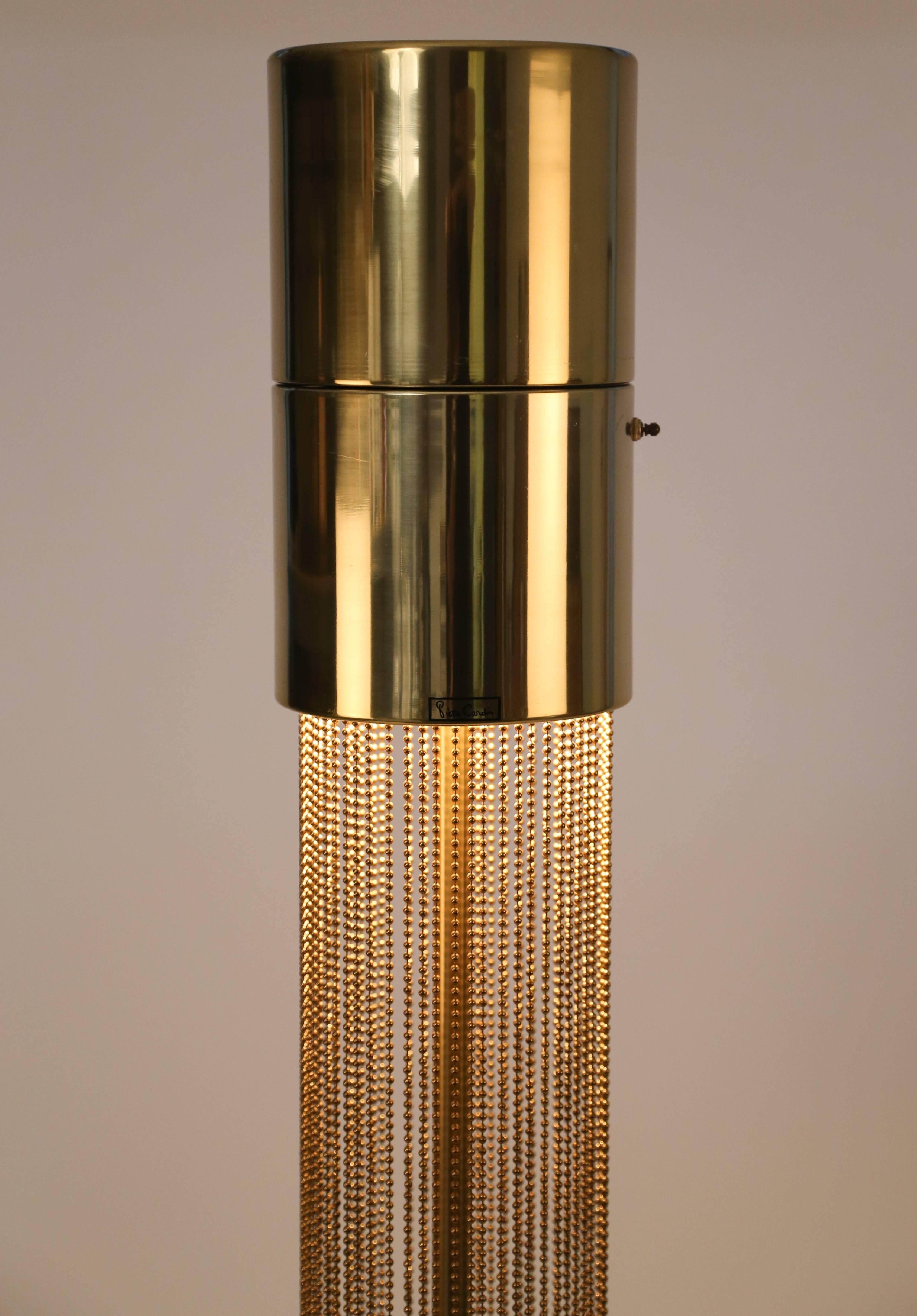 Aluminum Pierre Cardin Brass Beaded-Chain Floor Lamp