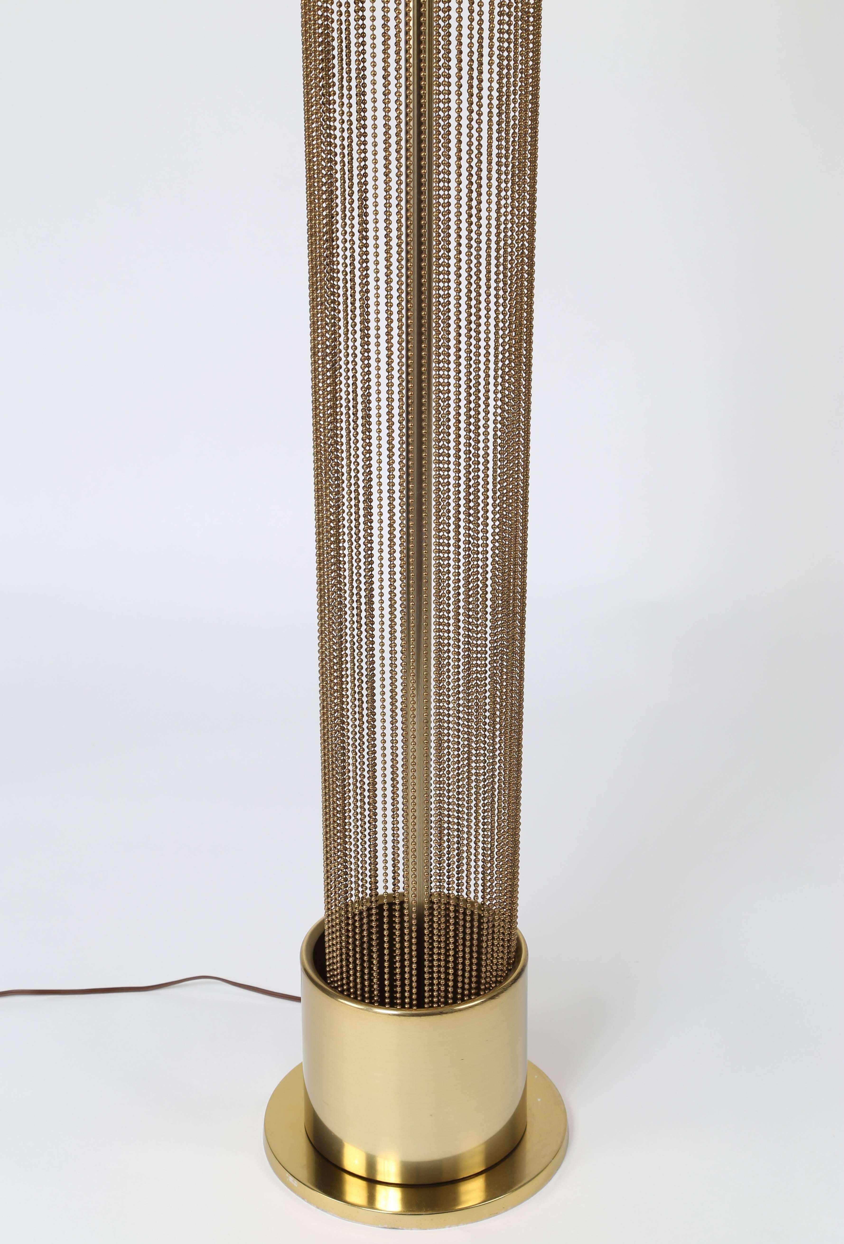 French Pierre Cardin Brass Beaded-Chain Floor Lamp