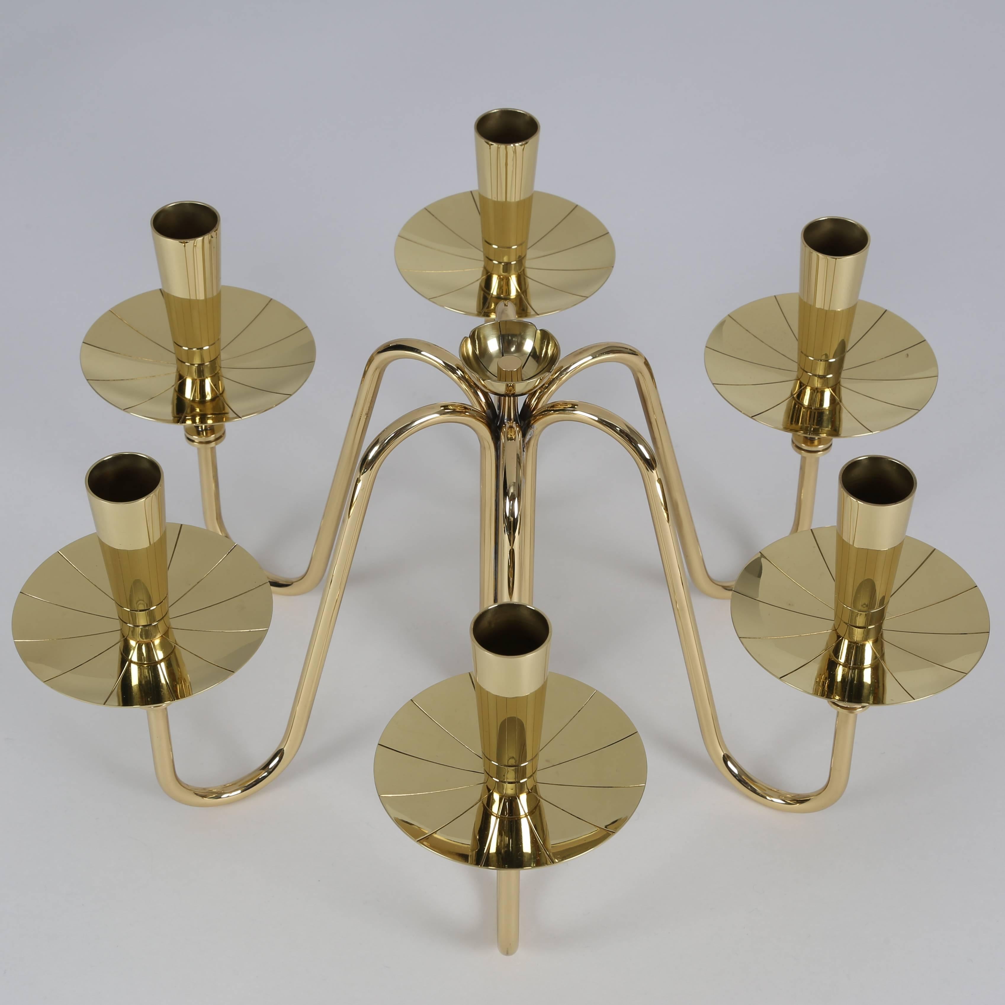 American Pair of 1950s Brass Tommi Parzinger Candelabra For Sale