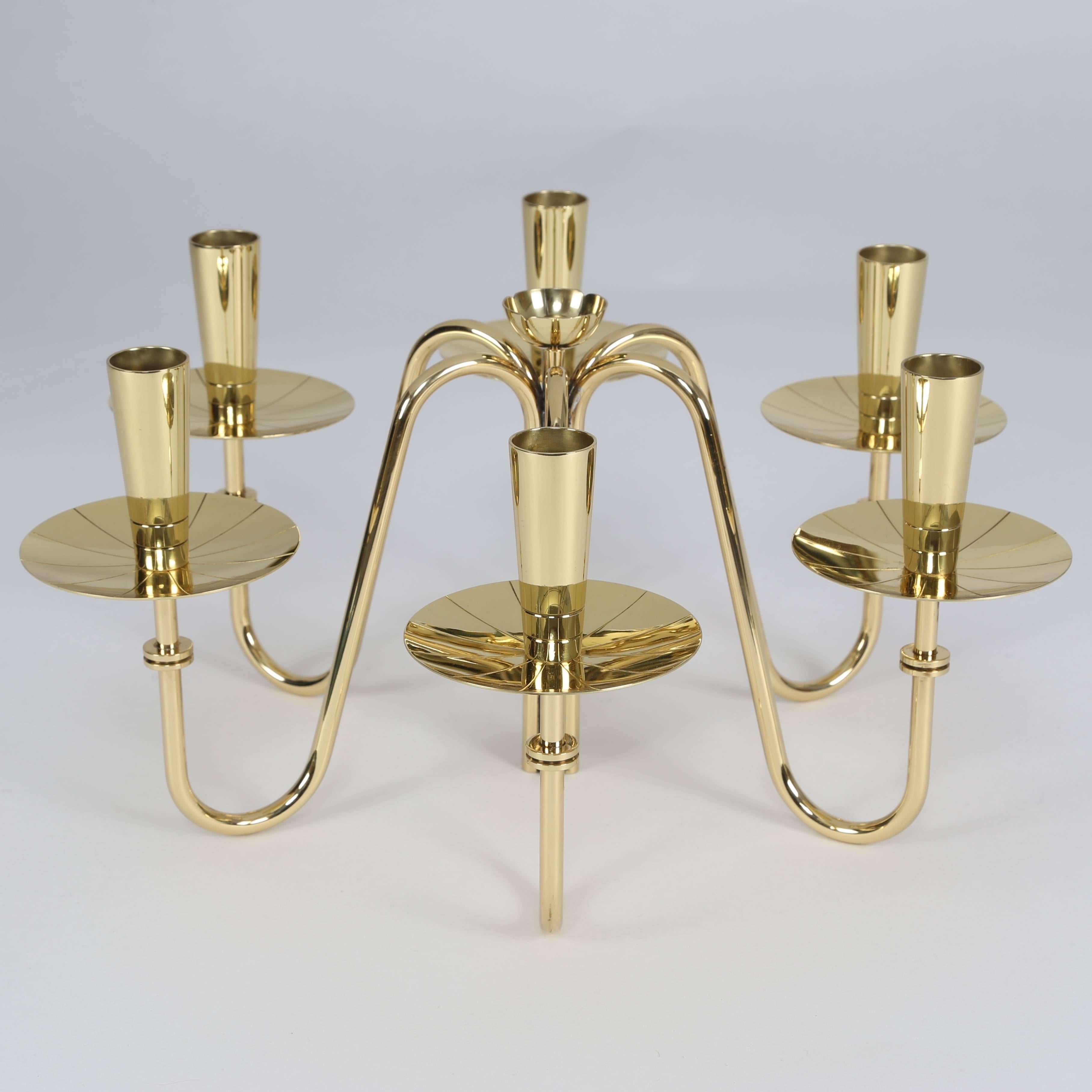 Lacquered Pair of 1950s Brass Tommi Parzinger Candelabra For Sale