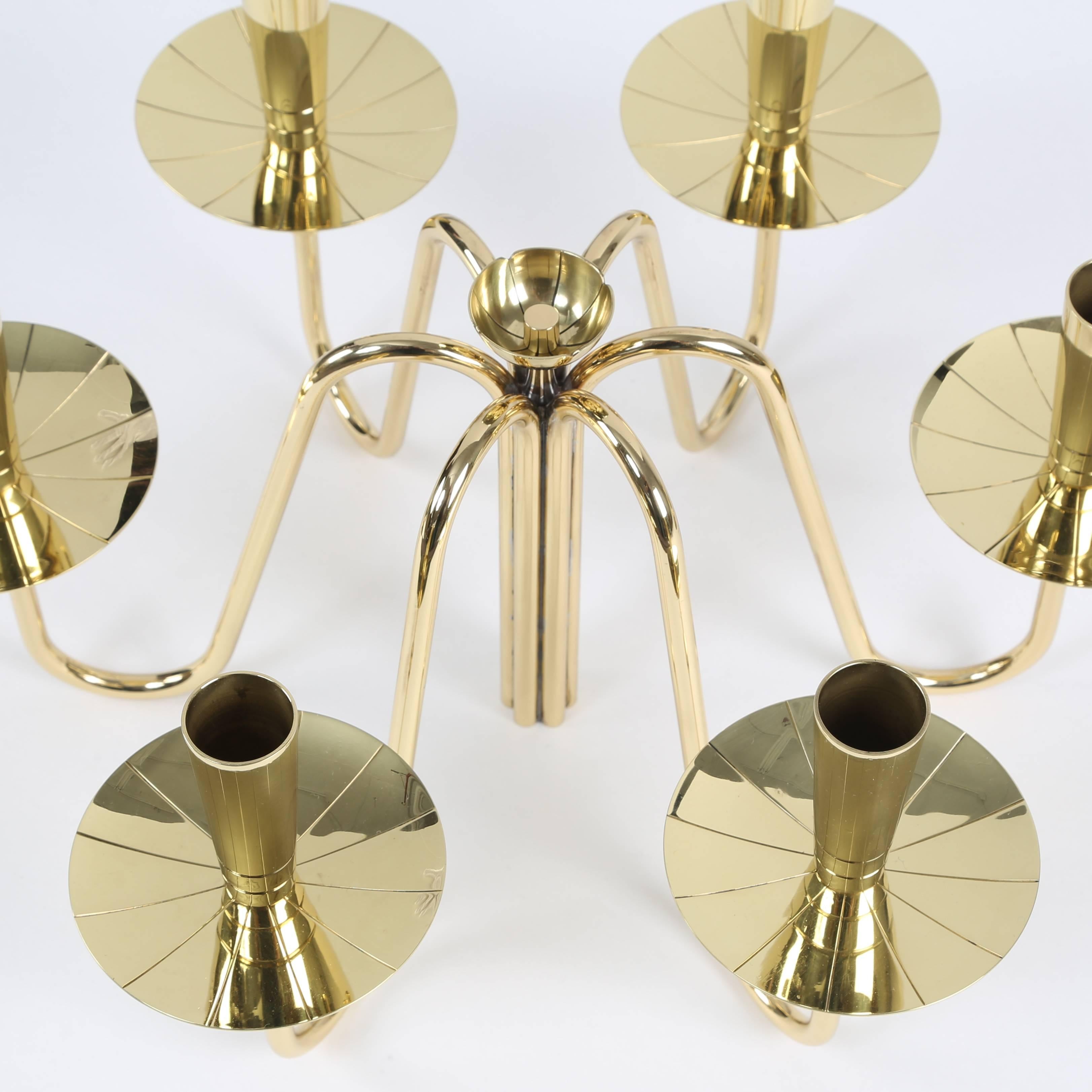 Mid-20th Century Pair of 1950s Brass Tommi Parzinger Candelabra For Sale