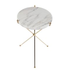 Marble and Brass Three-Leg Drinks Table