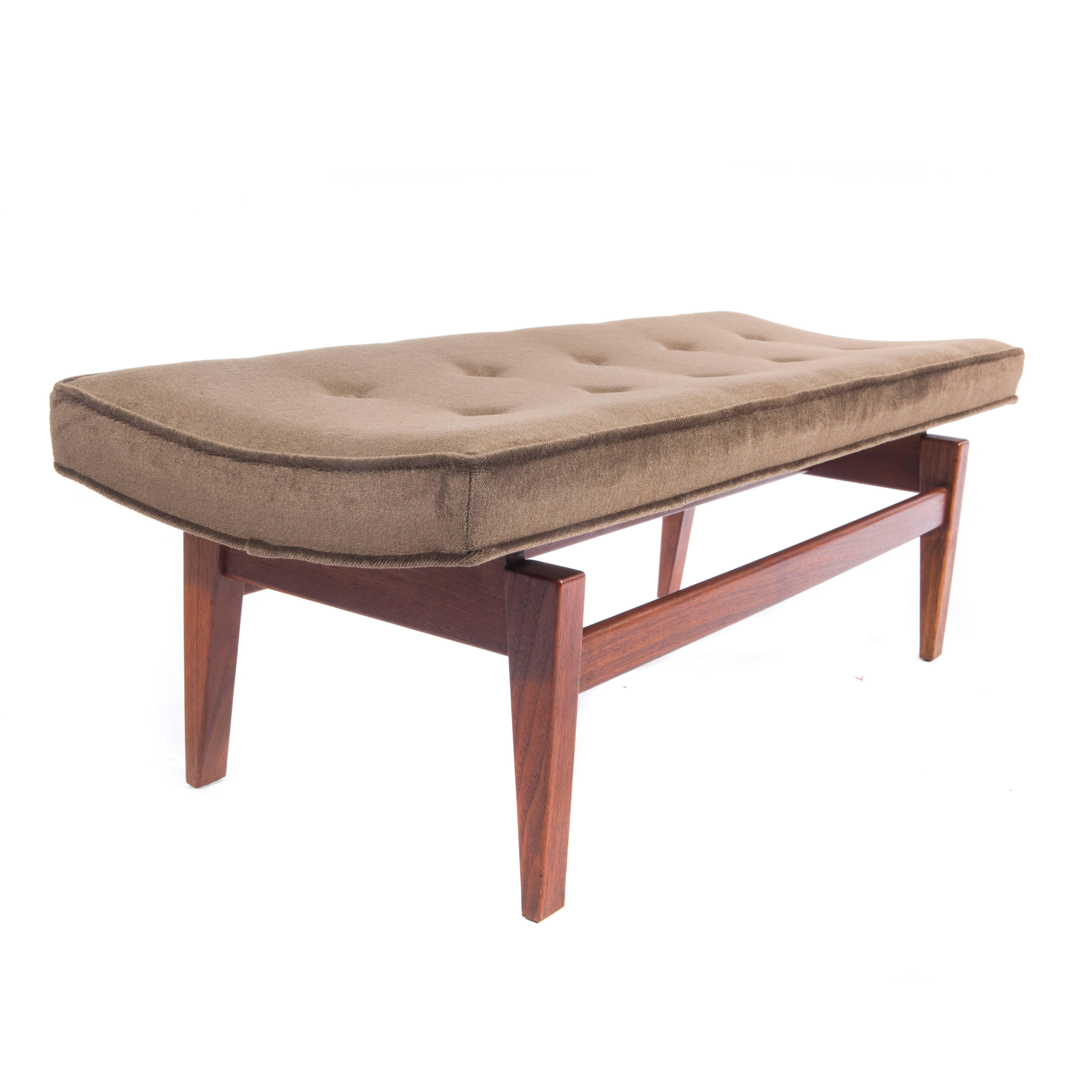 Mid-20th Century Jens Risom Pair of 1960s Cantilevered Walnut and Mohair Benches