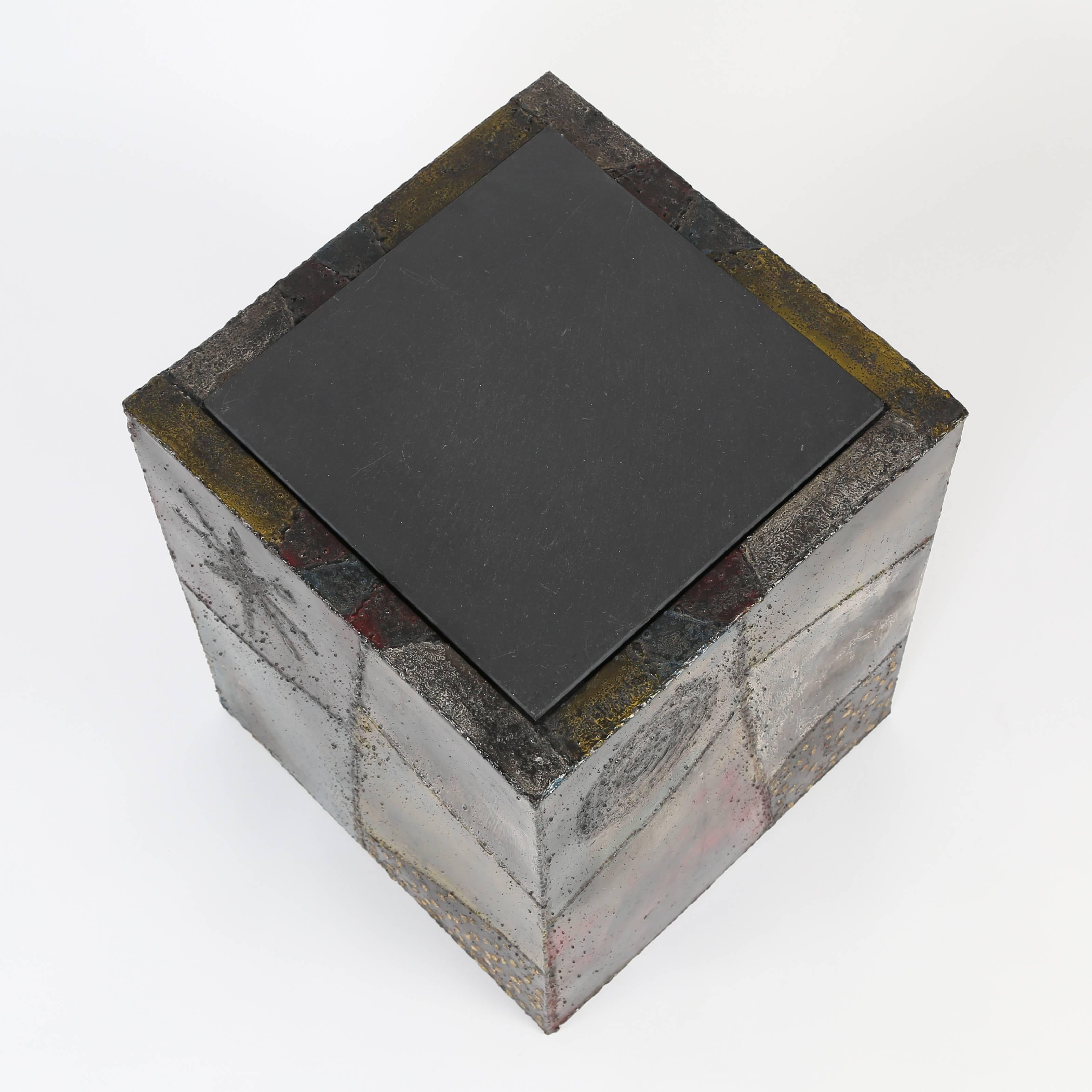 1960s Paul Evans Welded and Polychromed Steel Cube End Table 2