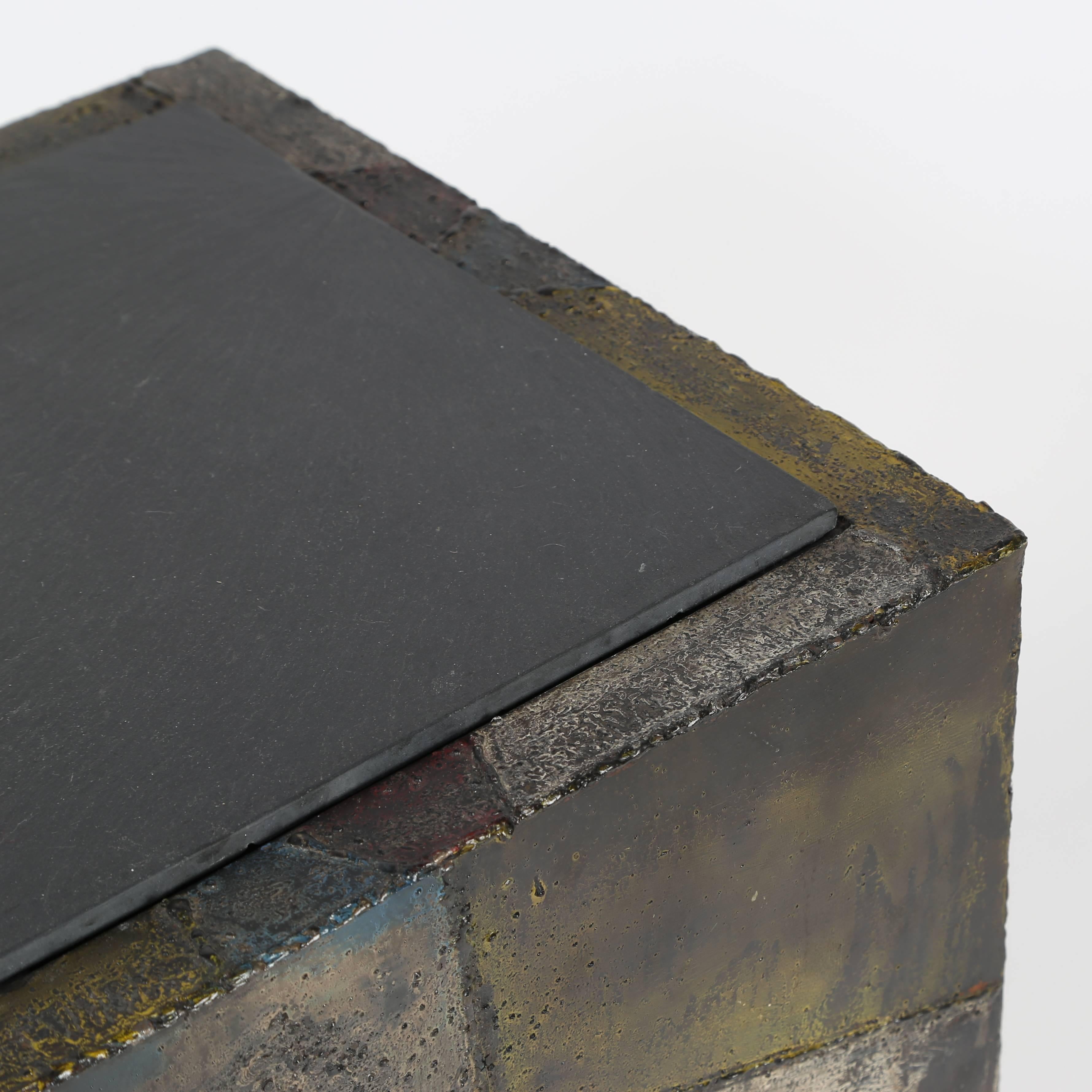 1960s Paul Evans Welded and Polychromed Steel Cube End Table 3