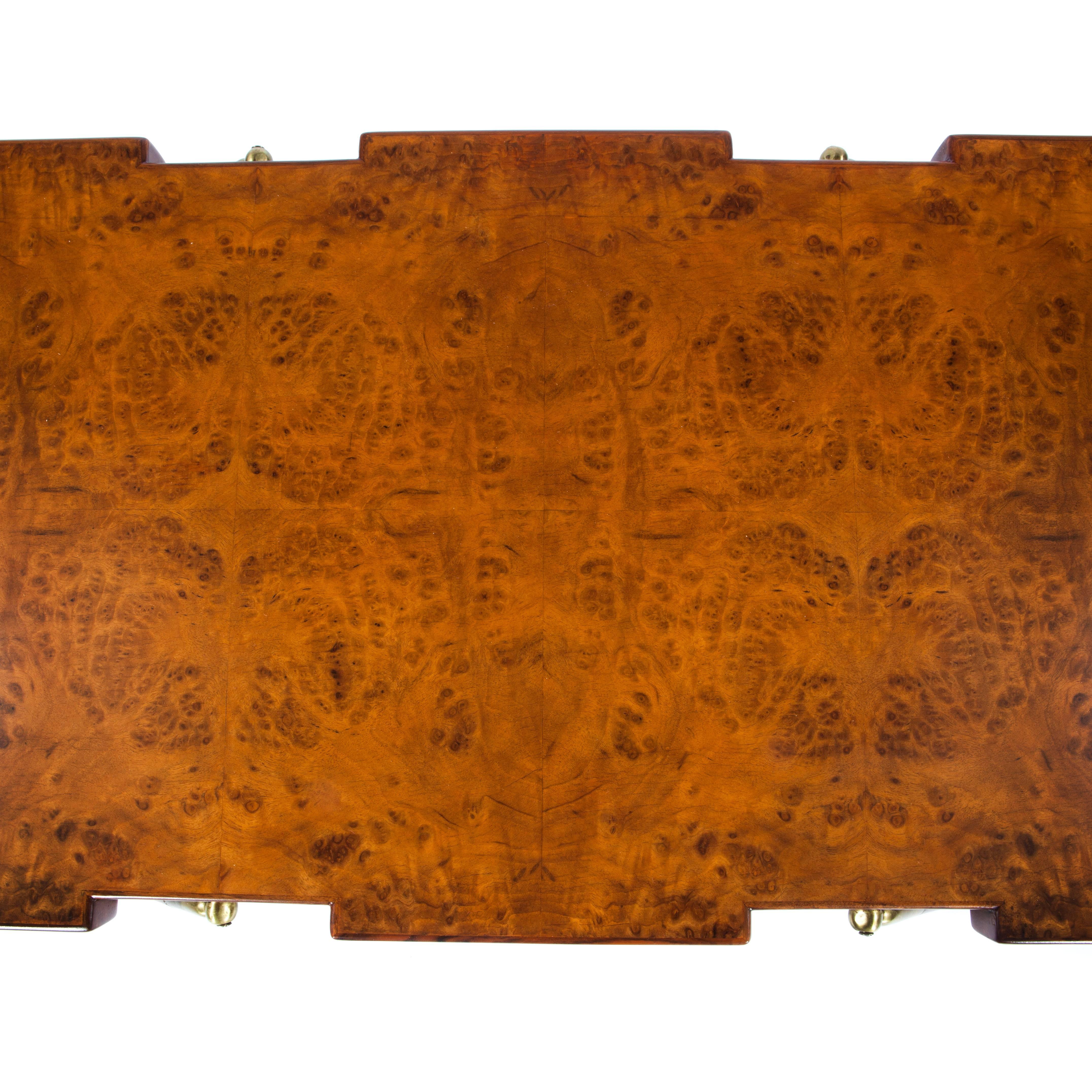 Burl Walnut and Brass 1950s Coffee Table by Ico Parisi for Singer and Sons For Sale 2