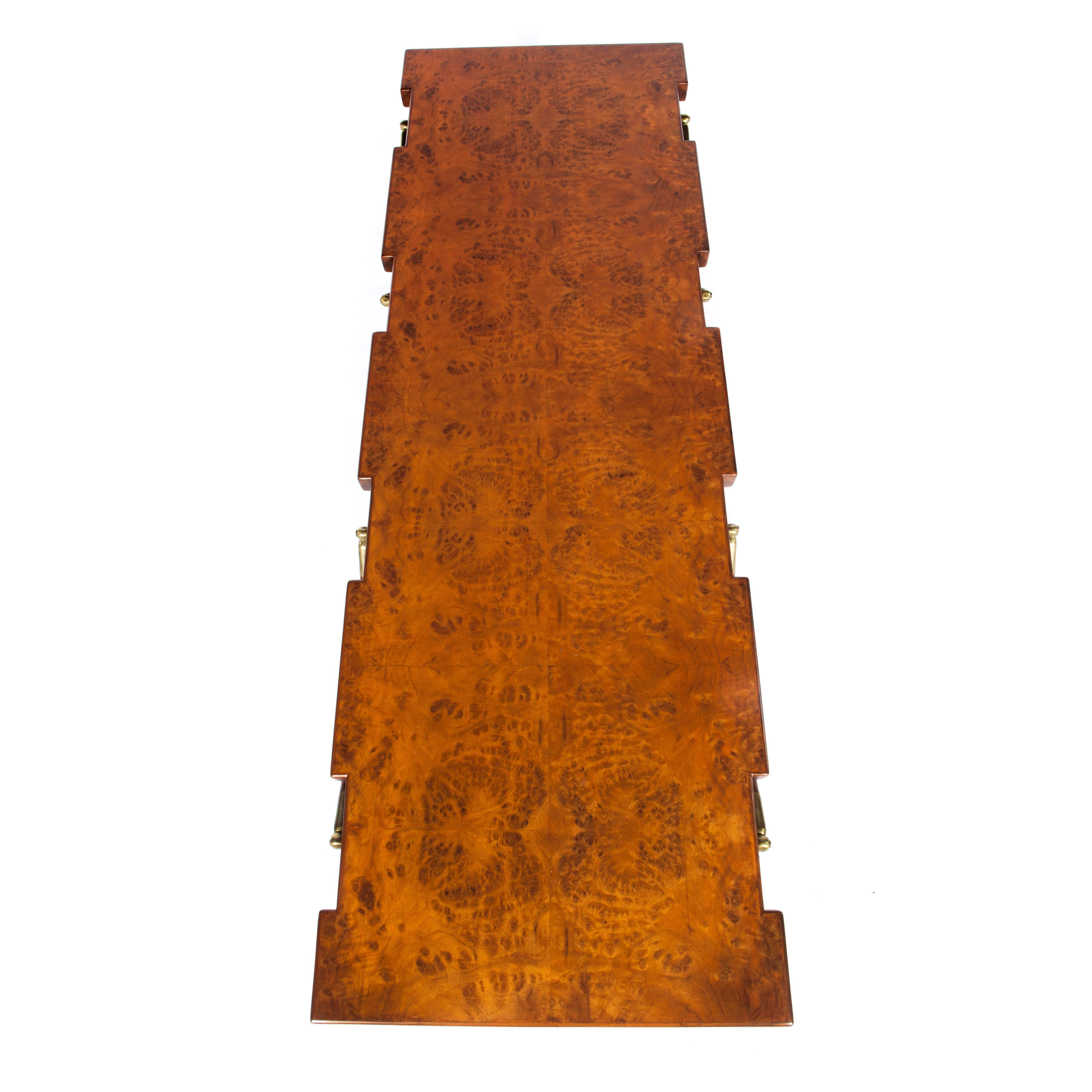 Burl Walnut and Brass 1950s Coffee Table by Ico Parisi for Singer and Sons For Sale 3