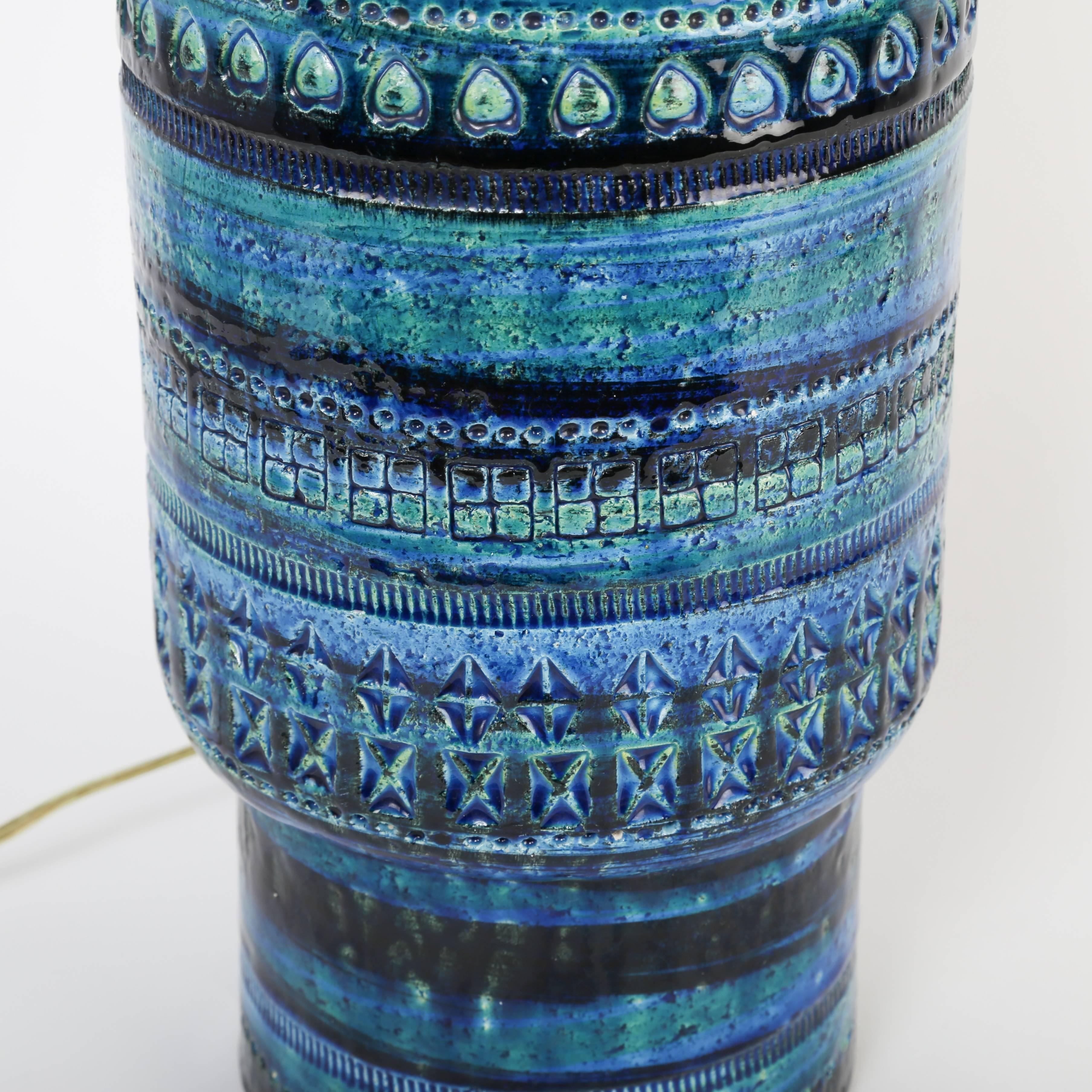 Large Blue and Green Italian Ceramic Lamp by Aldo Londi for Bitossi, circa 1959 1