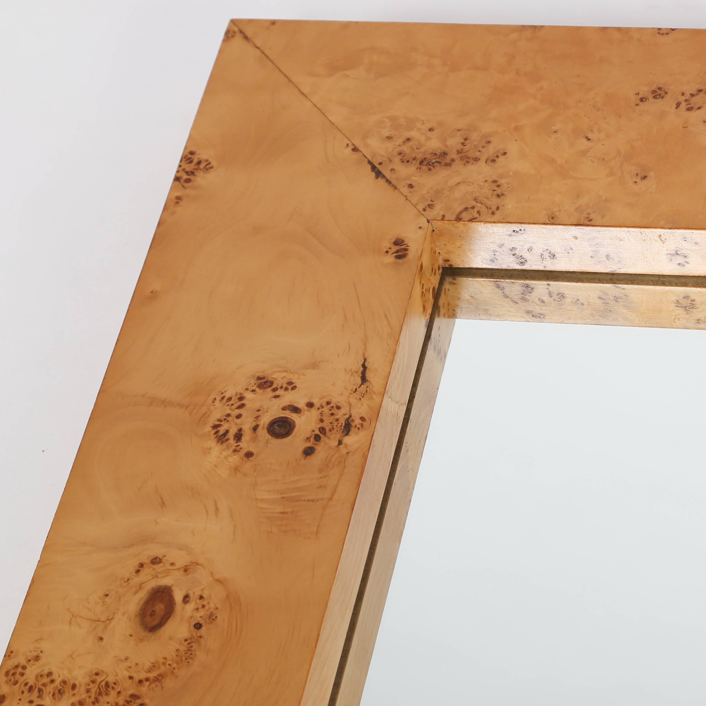 Dramatic 1970s Mirror in Burl Olivewood 2