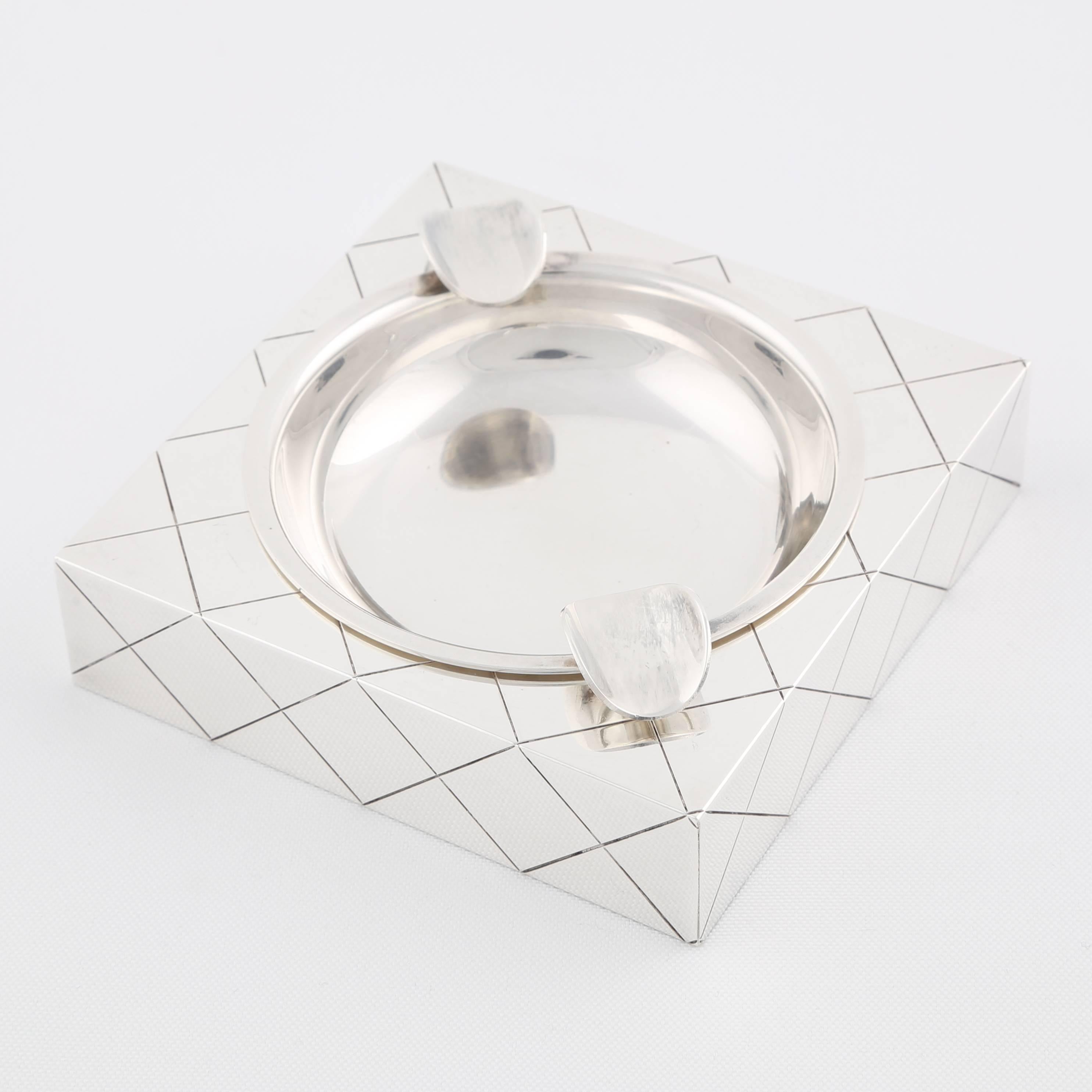 Tommi Parzinger Silver Plate Ashtray, circa 1950s In Excellent Condition In Brooklyn, NY