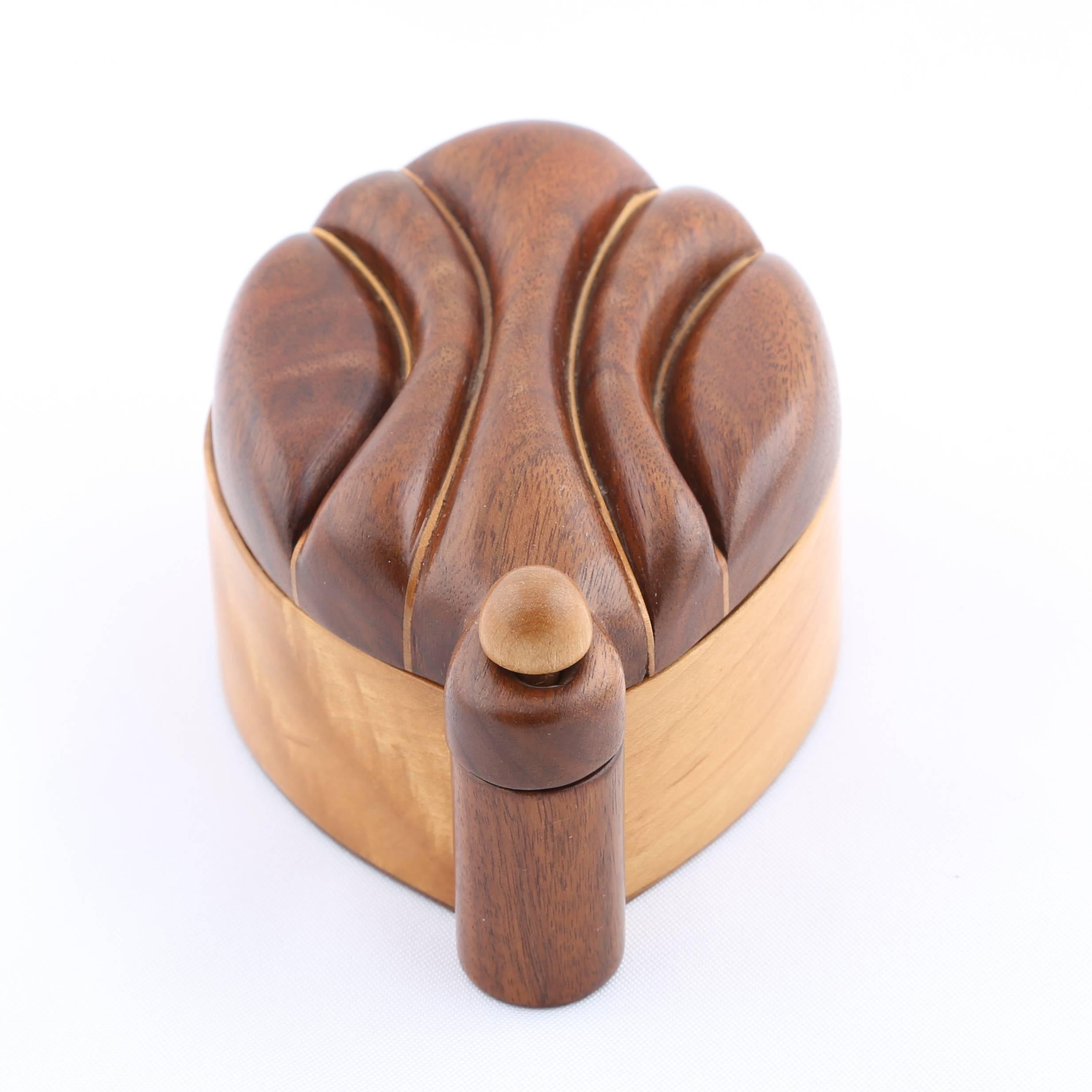American Exotic Wood Box with Swing-Open Top by Jerry Madrigale, circa 1980s For Sale