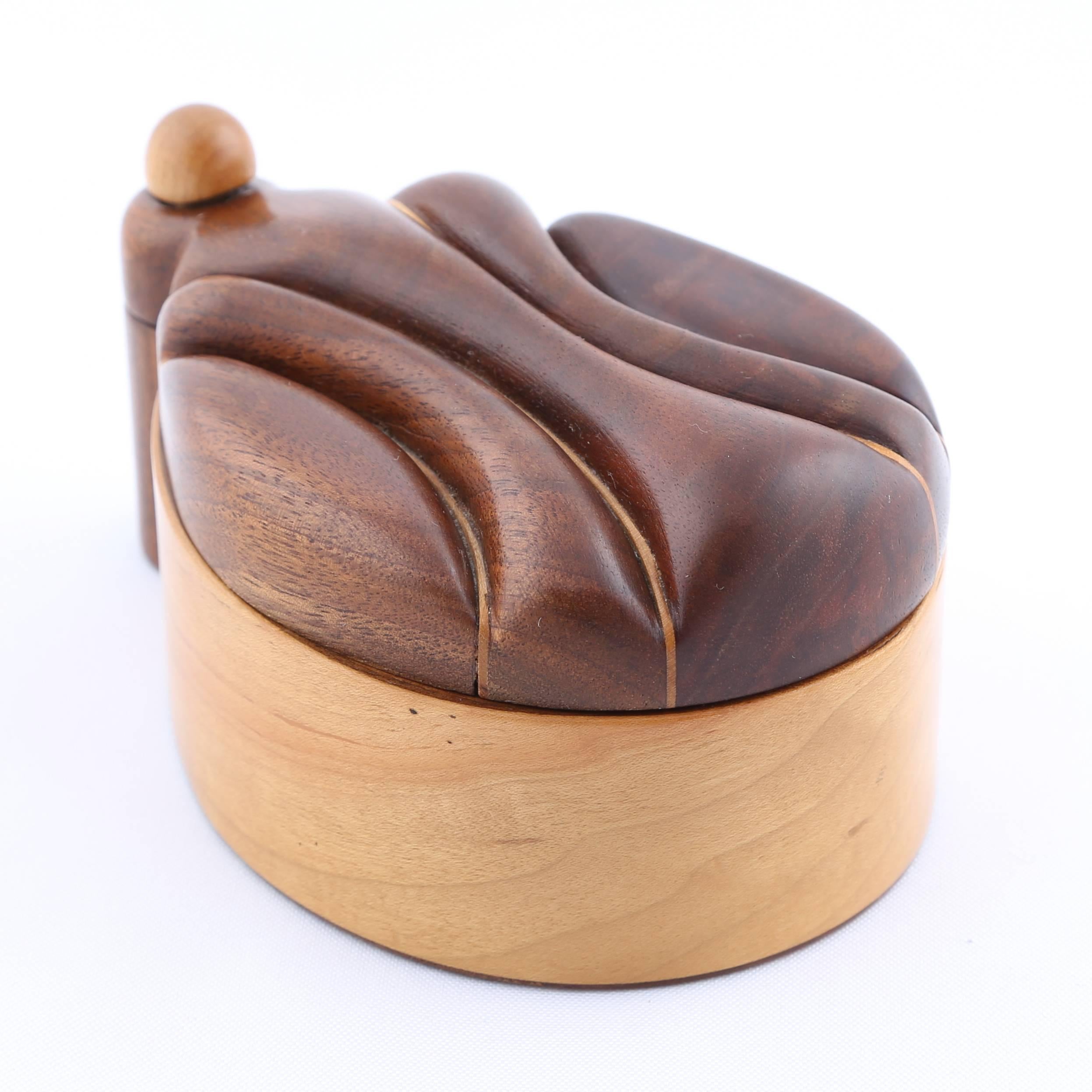 Late 20th Century Exotic Wood Box with Swing-Open Top by Jerry Madrigale, circa 1980s For Sale