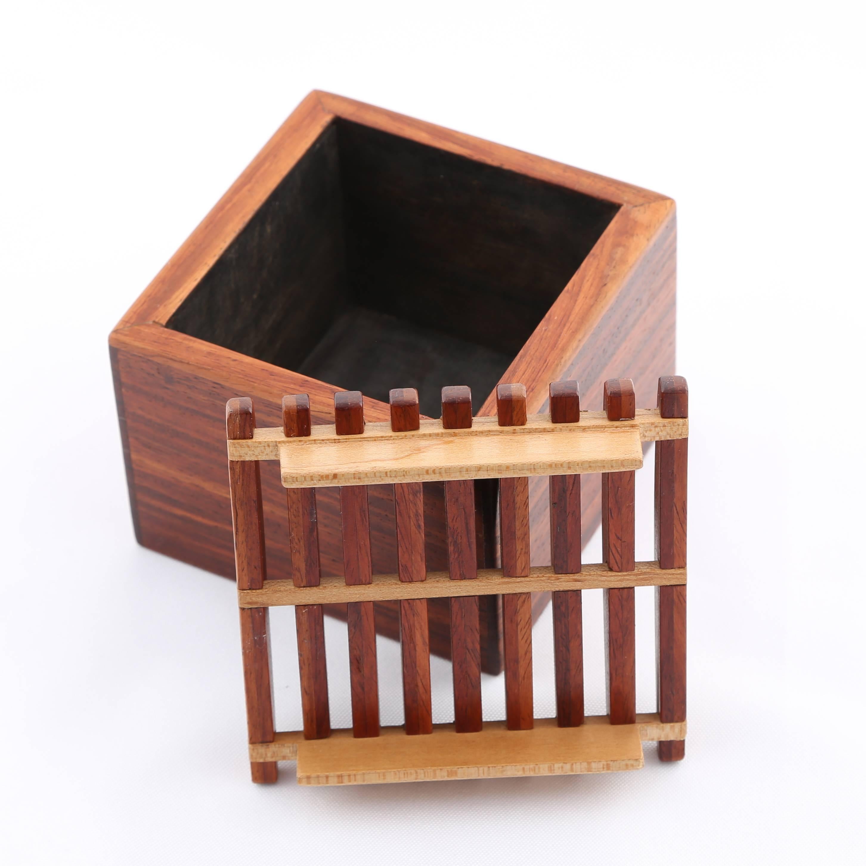 Exotic Wood Box with Ribbed Lid by Jerry Madrigale, circa 1980s For Sale 2