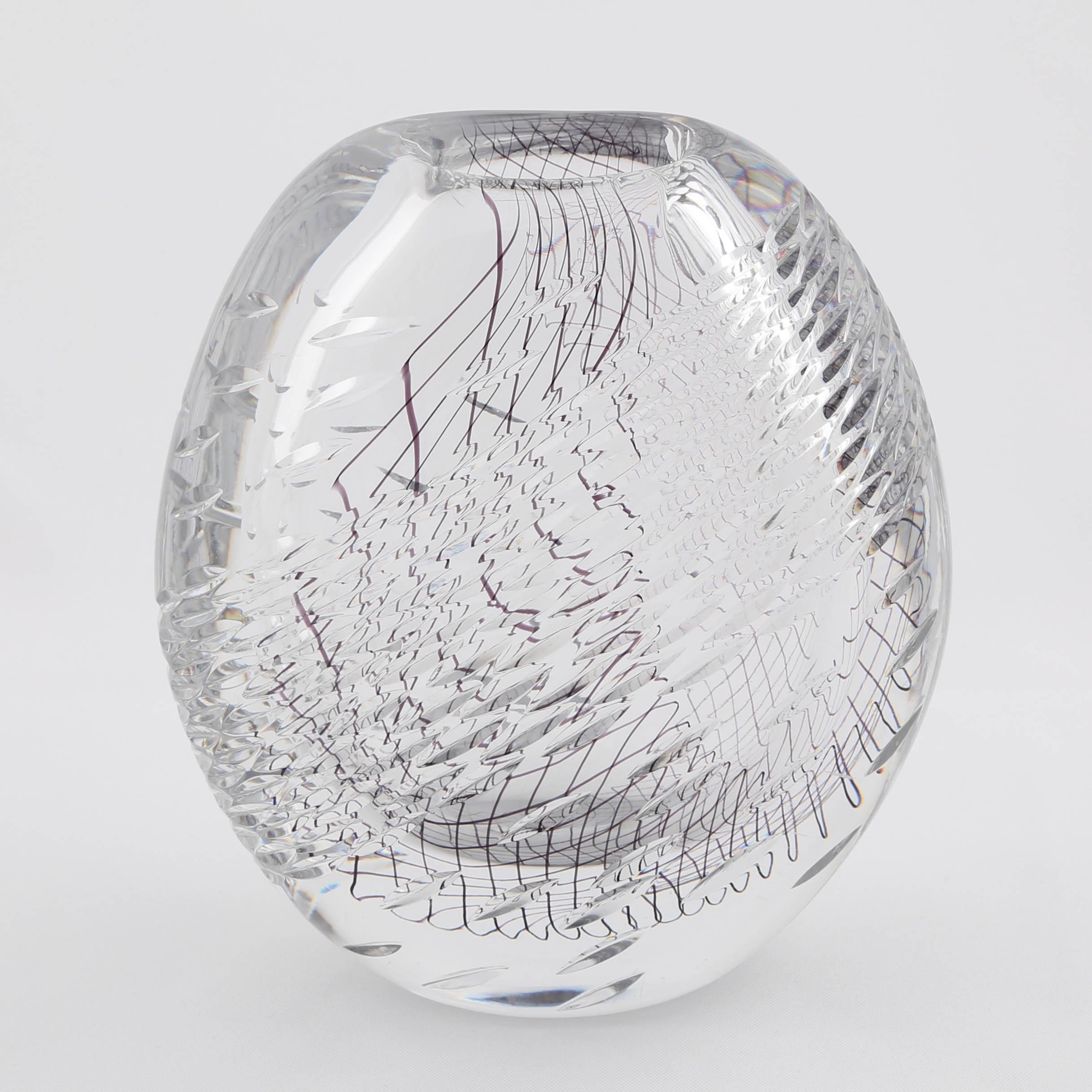 Mesmerizing blown and cut-glass vase from Vicke Lindstrand's 1959 