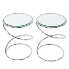 Pair of Pace Collection Chrome Spring Side Tables, circa 1970s