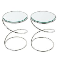 Pair of Pace Collection Chrome Spring Side Tables, circa 1970s 6