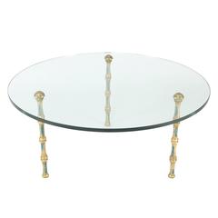 1950s Pepe Mendoza Glass Cocktail Table on Faux-Bamboo Bronze Legs 6