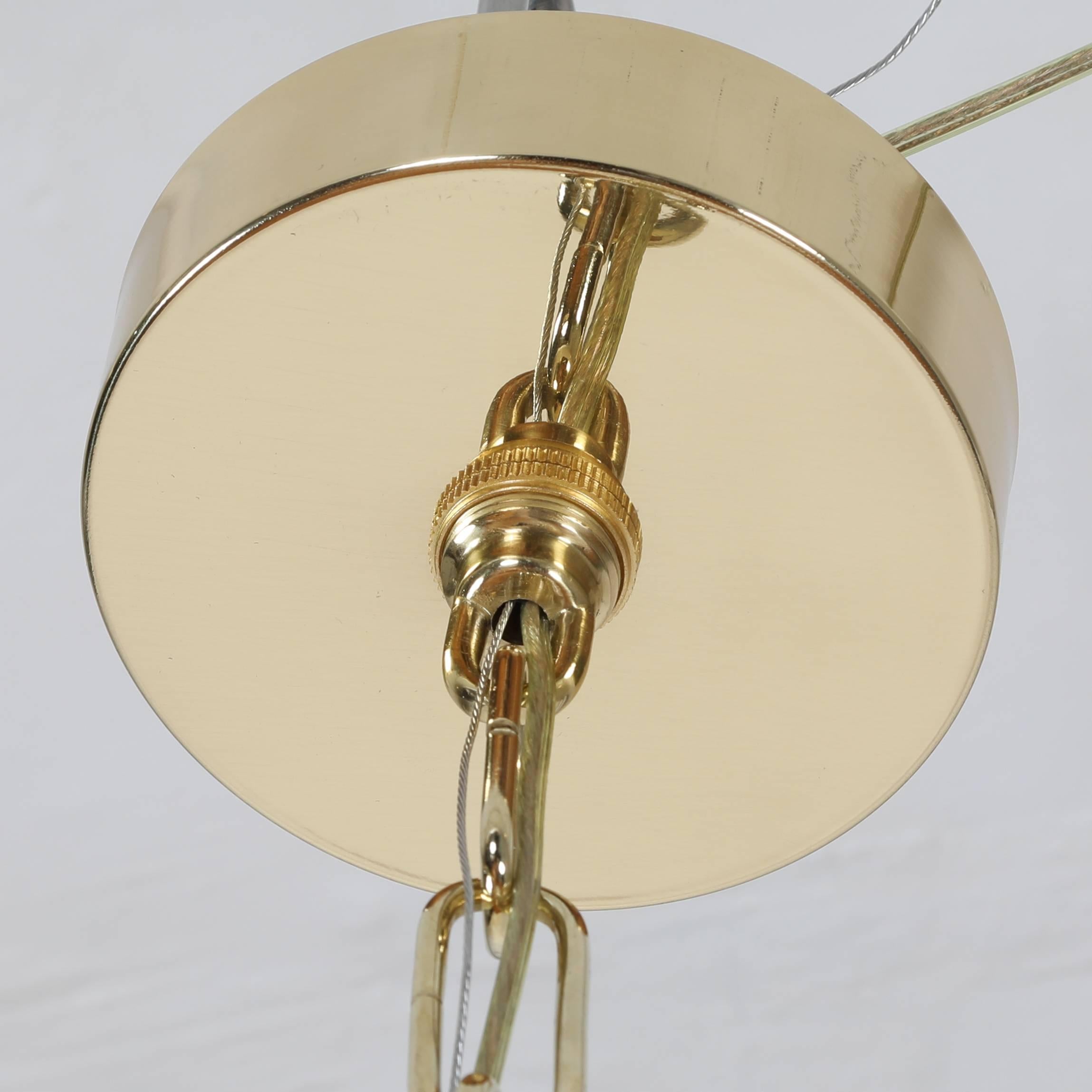 1970s Bent-Lucite Chandelier with Brass Frame 2