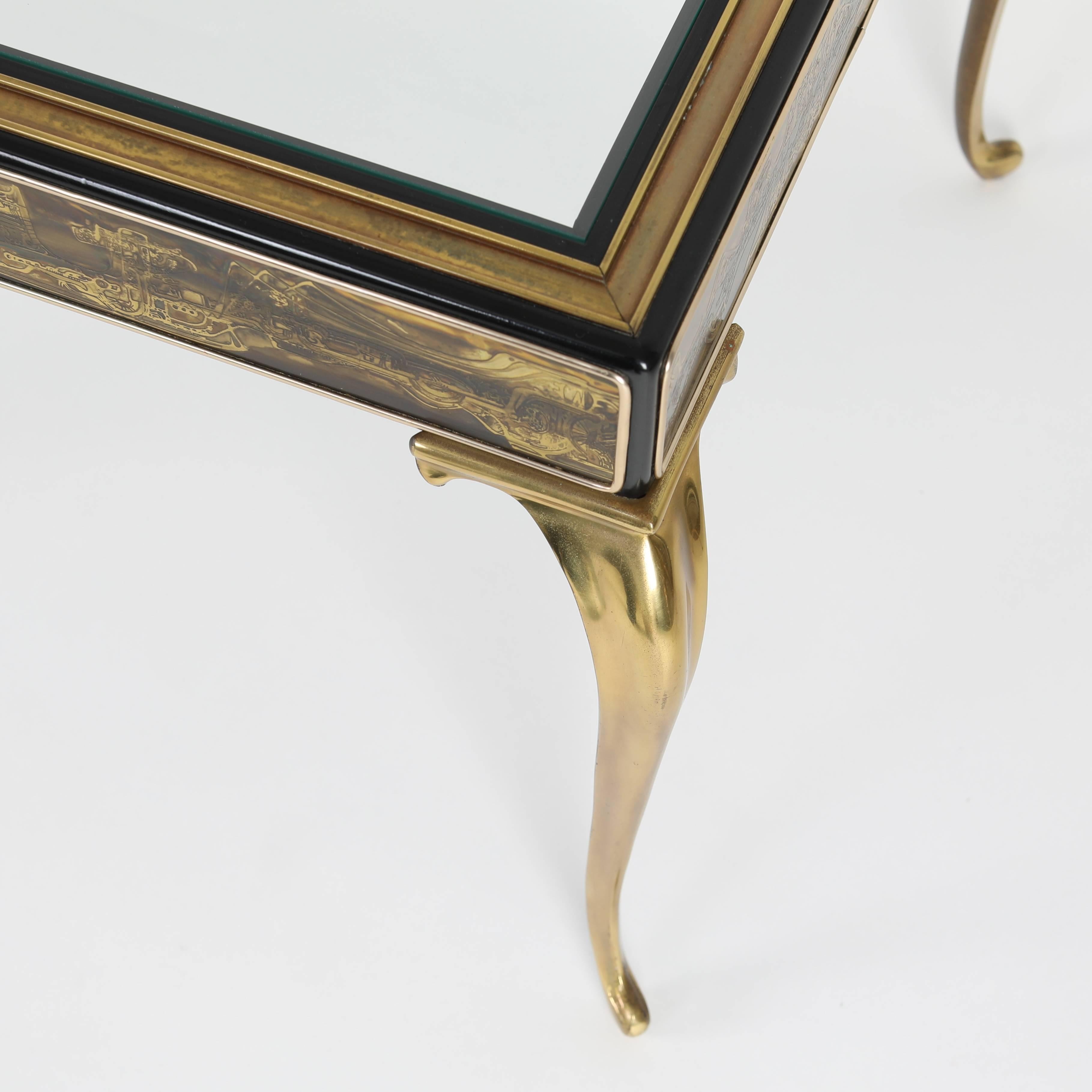 1970s Brass and Etched-Bronze End Tables by Bernhard Rohne for Mastercraft 4