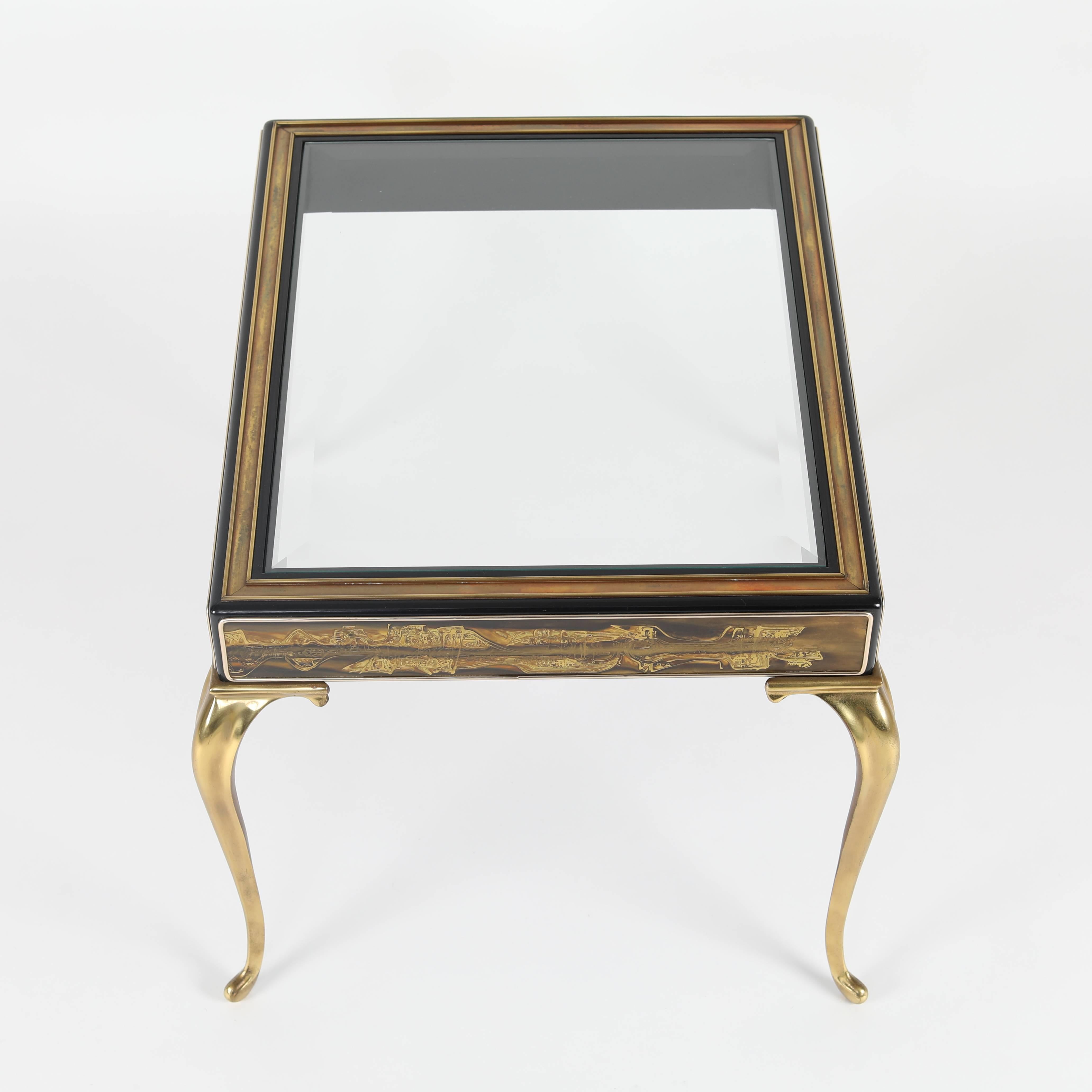 1970s Brass and Etched-Bronze End Tables by Bernhard Rohne for Mastercraft 2