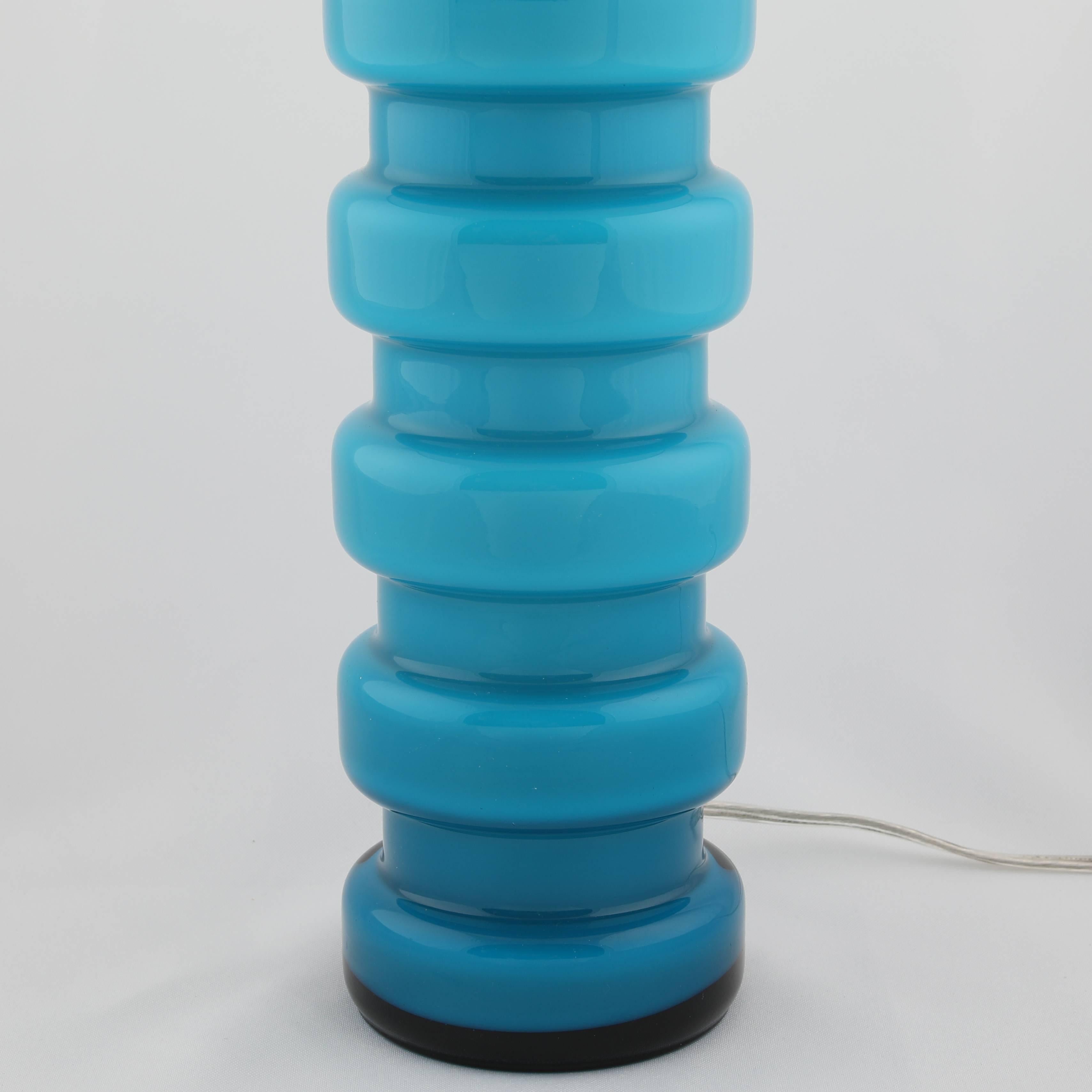 Mid-20th Century Blue Cased-Glass Table Lamps by Pers-Olof Ström for Alsterfors, circa 1960s