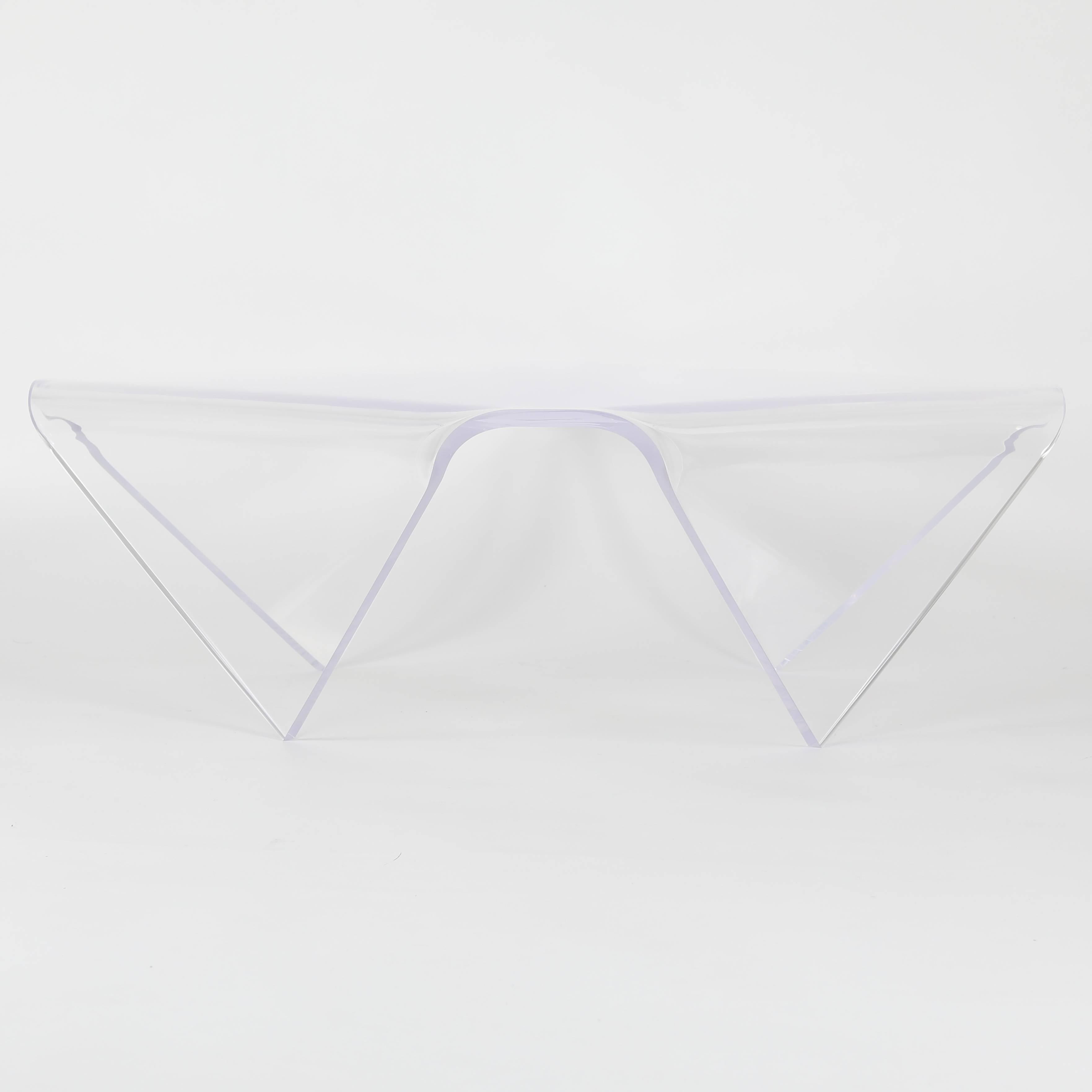 American Full Circle Modern Original Folded Acrylic Coffee Table For Sale