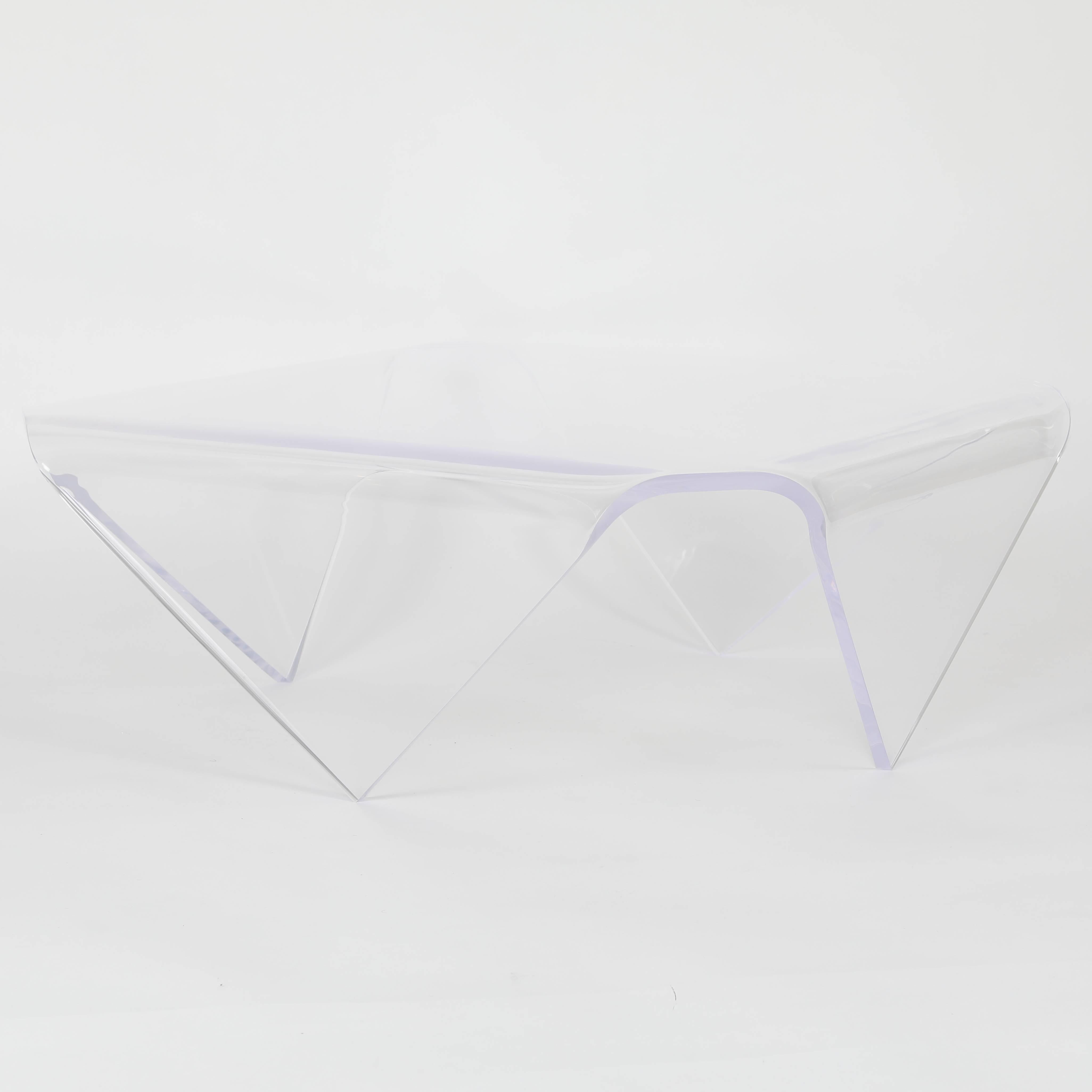 Polished Full Circle Modern Original Folded Acrylic Coffee Table For Sale