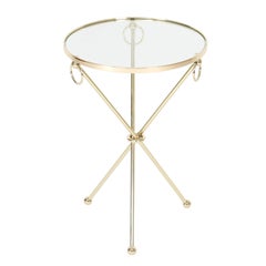 Brass Tripod Table with Loop Handles, circa 1960s