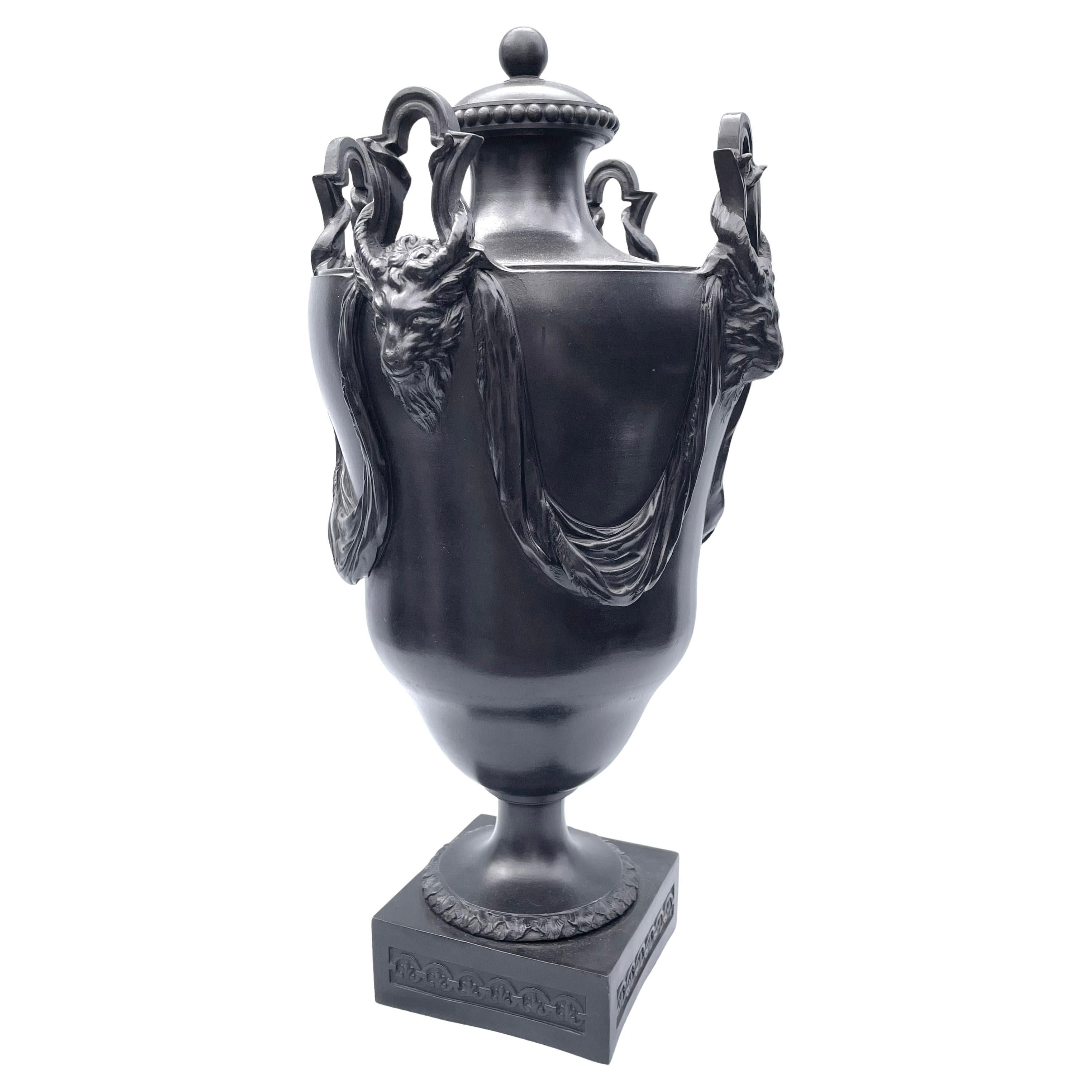 Exhibited Wedgwood & Bentley Basalt Stoneware Four Handle Vase