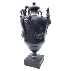 Exhibited Wedgwood & Bentley Basalt Stoneware Four Handle Vase