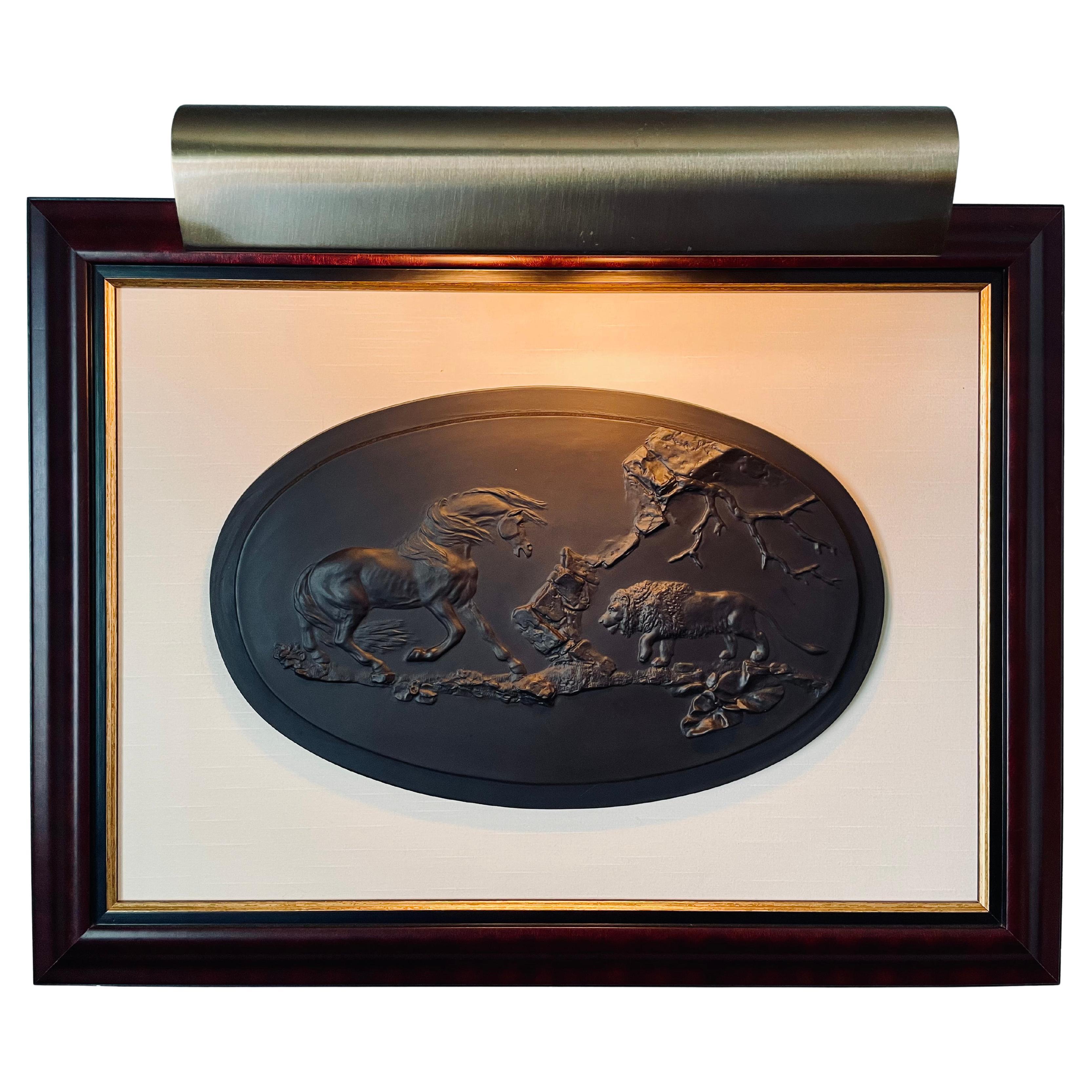 Framed Modern Wedgwood Basalt Stoneware Tablet after Stubbs, Frightened Horse For Sale