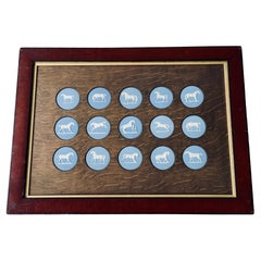 Set Fifteen Framed Wedgwood Blue Jasper Stoneware Horse Medallions after Stubbs
