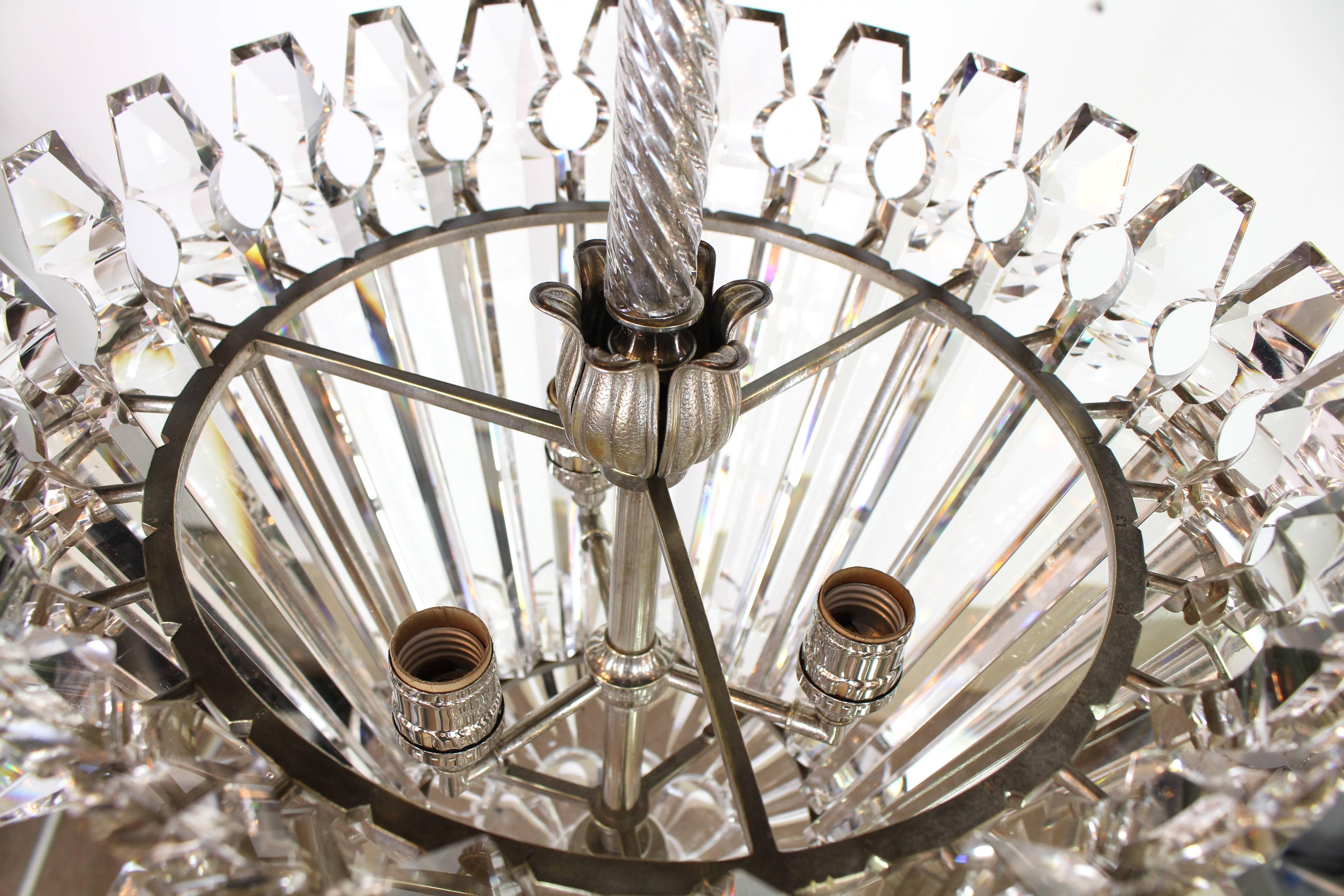 North American Striking Early Electric Crystal Pendant Fixture For Sale