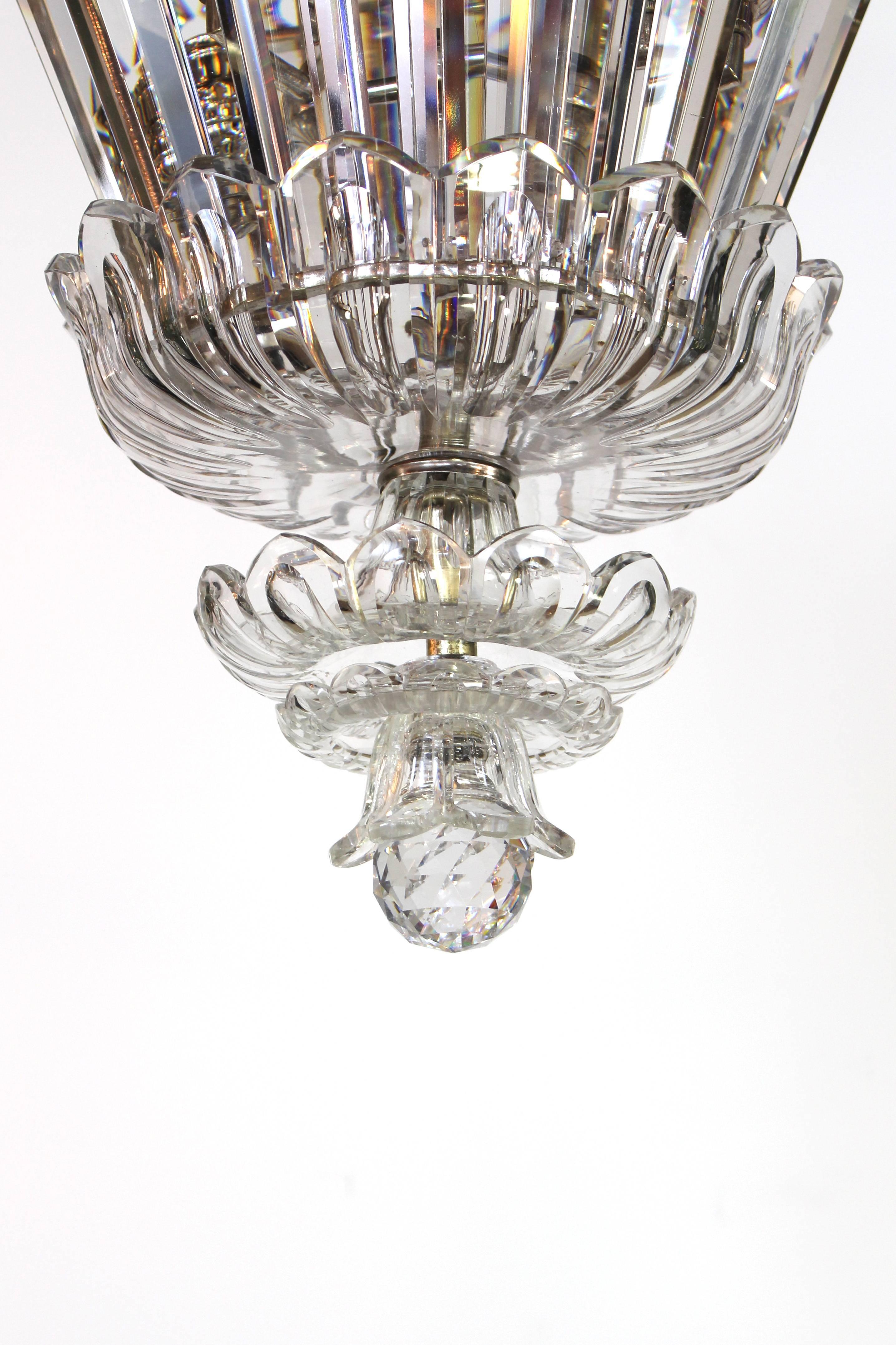 20th Century Striking Early Electric Crystal Pendant Fixture For Sale