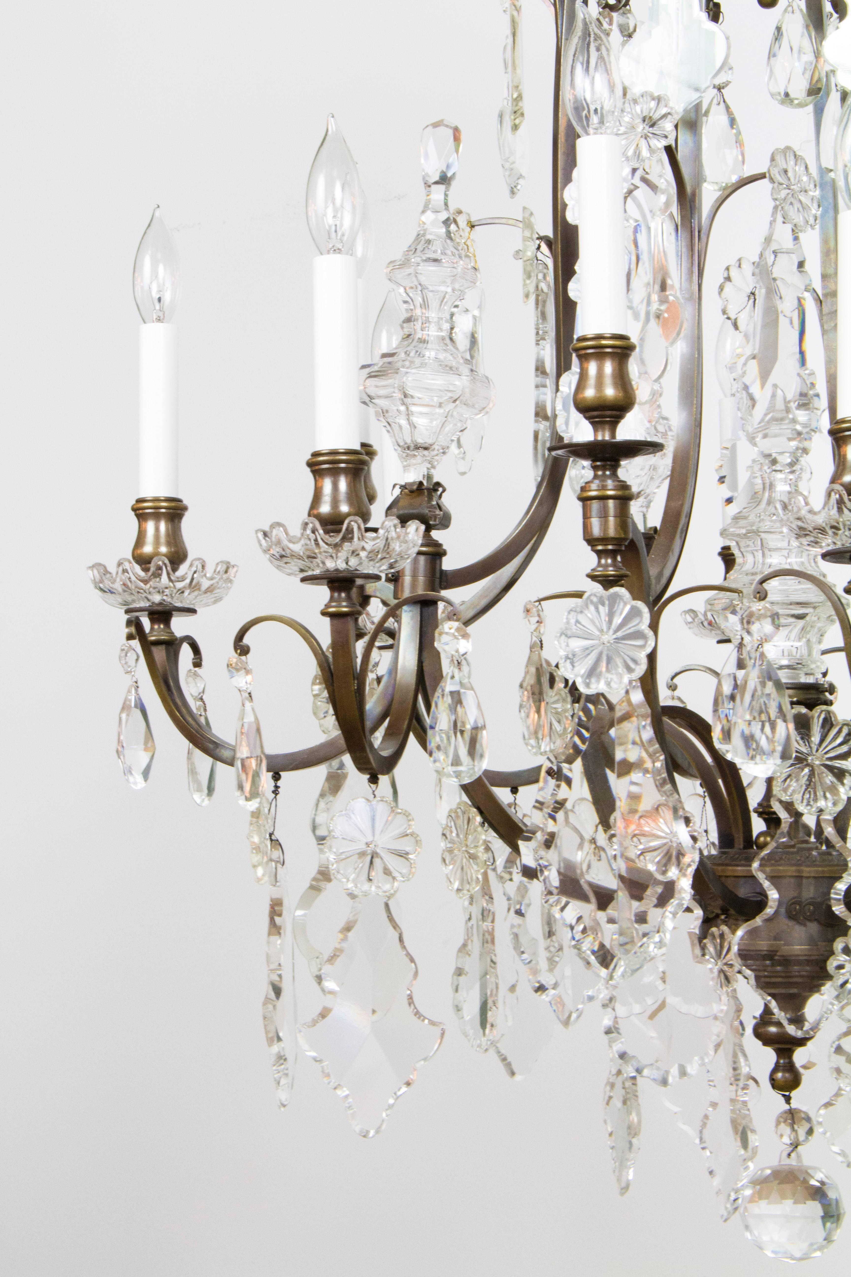 20th Century Louis XV Bronze and Crystal Chandelier For Sale