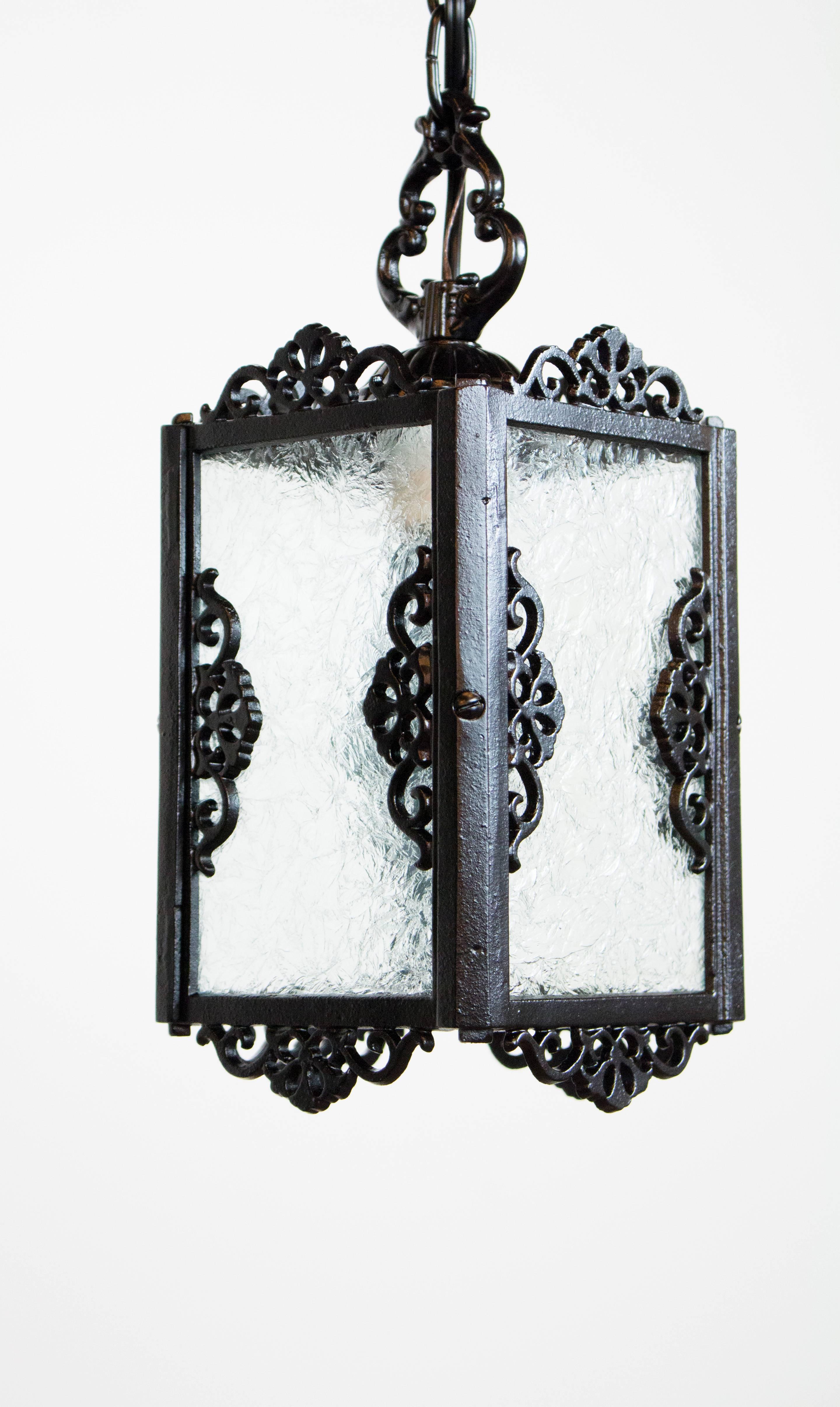 Spanish Colonial Small Cast Iron Lantern For Sale