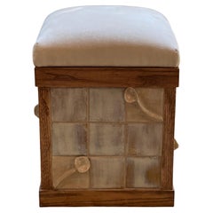 Stool with Ceramic Tiles and White Oak Frame