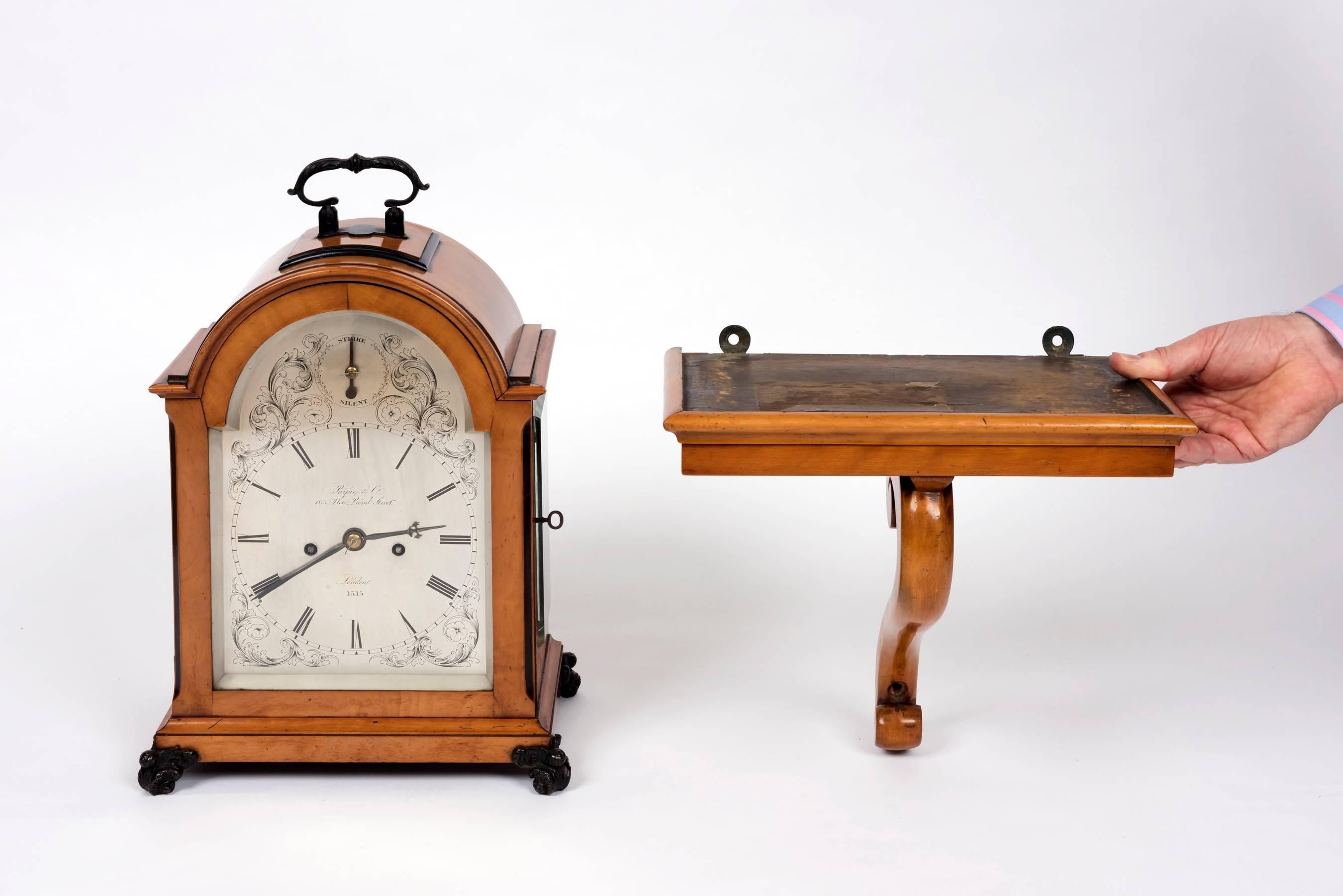 George IV Satinwood Veneered Striking Twin Fusee Bracket Clock For Sale 2
