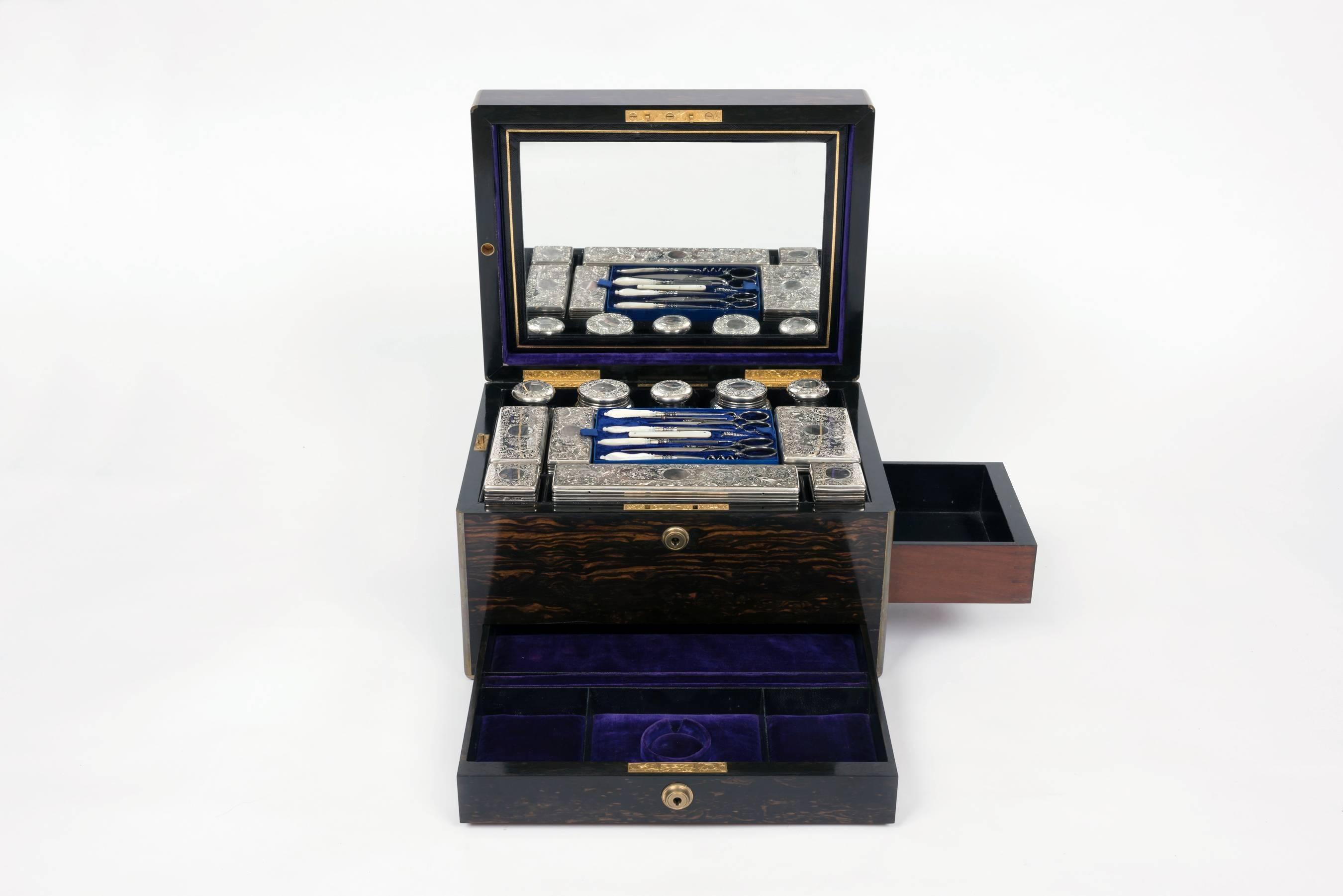 English Immaculate and Apparently Unused Victorian Coromandel Dressing Case For Sale